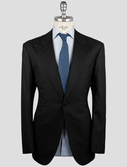 Kiton Black Wool 150's Diamante Blue Suit Smoking
