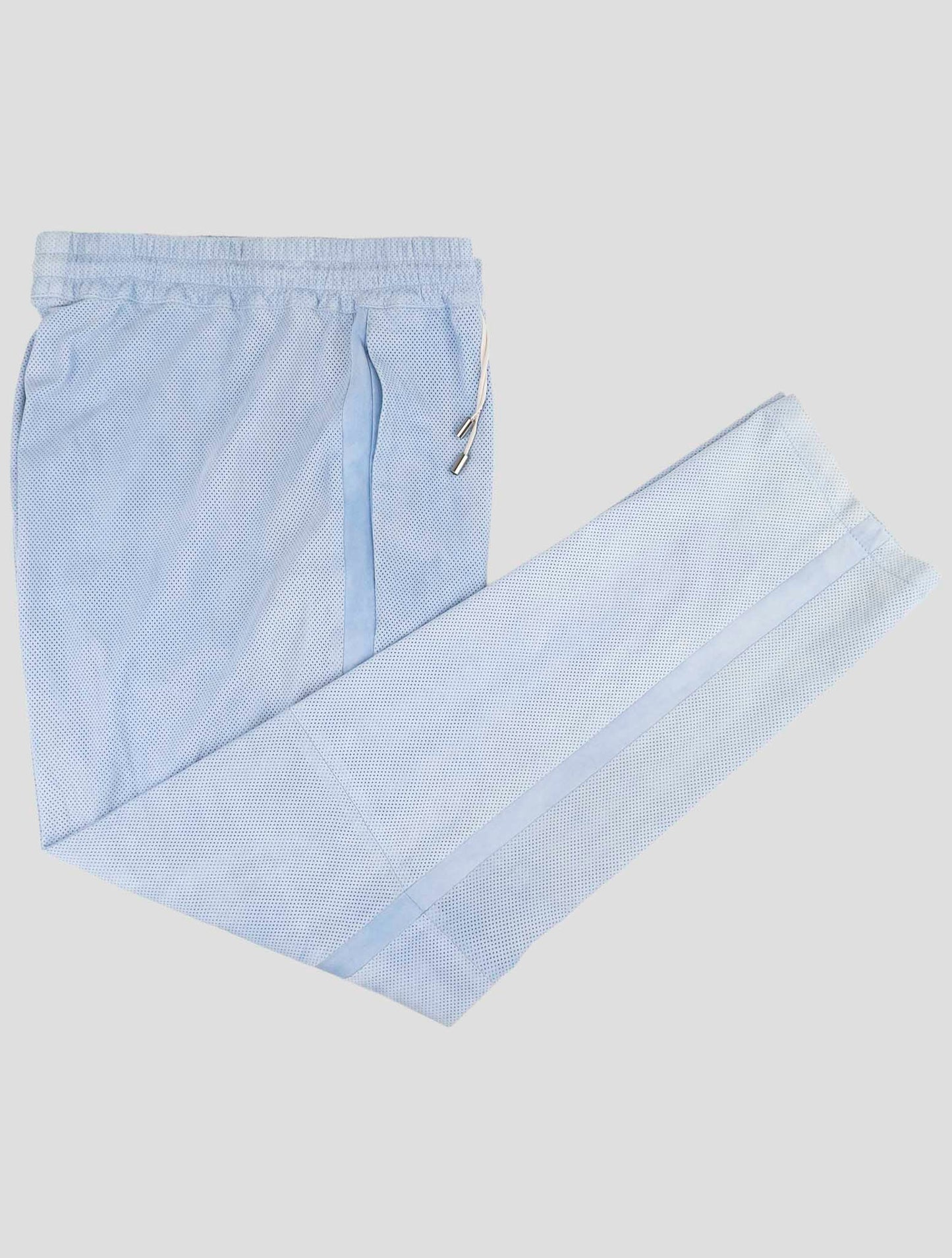 Kiton Light Blue Leather Suede Pant