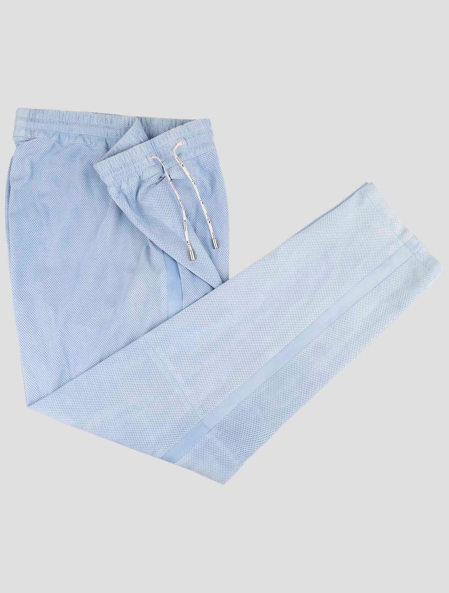 Kiton Light Blue Leather Suede Pant