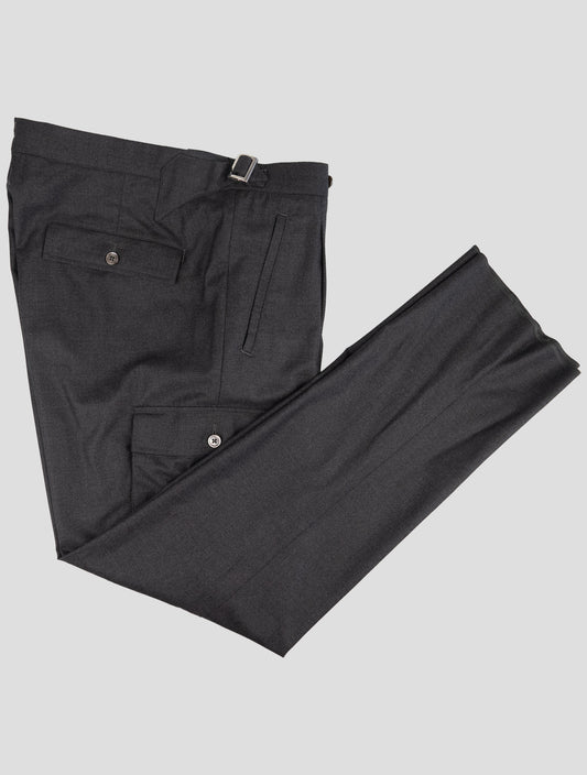 Kiton Gray Virgin Wool Dress Pants