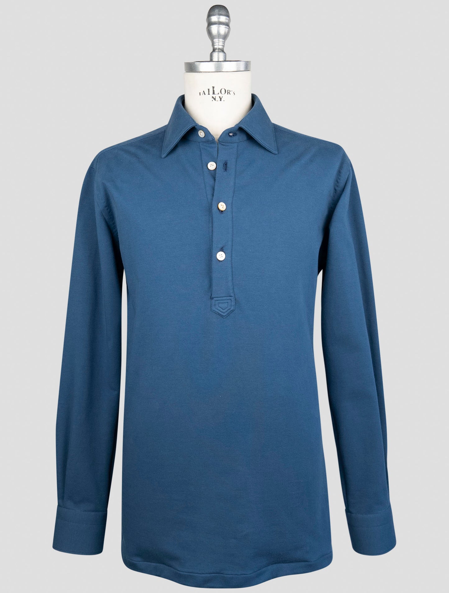 Kiton Blue Cotton Ea Sweater Polo