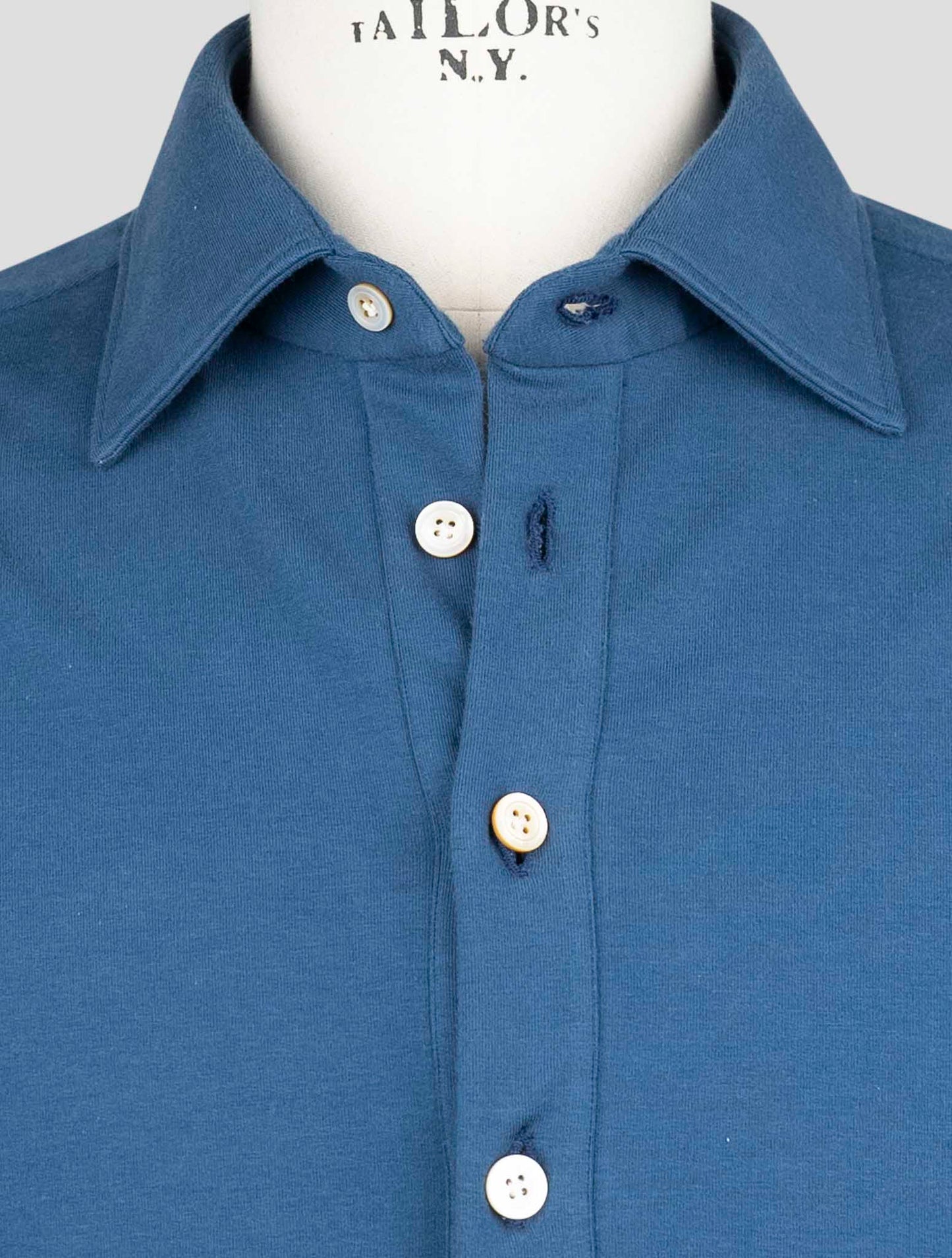 Kiton Blue Cotton Ea Sweater Polo