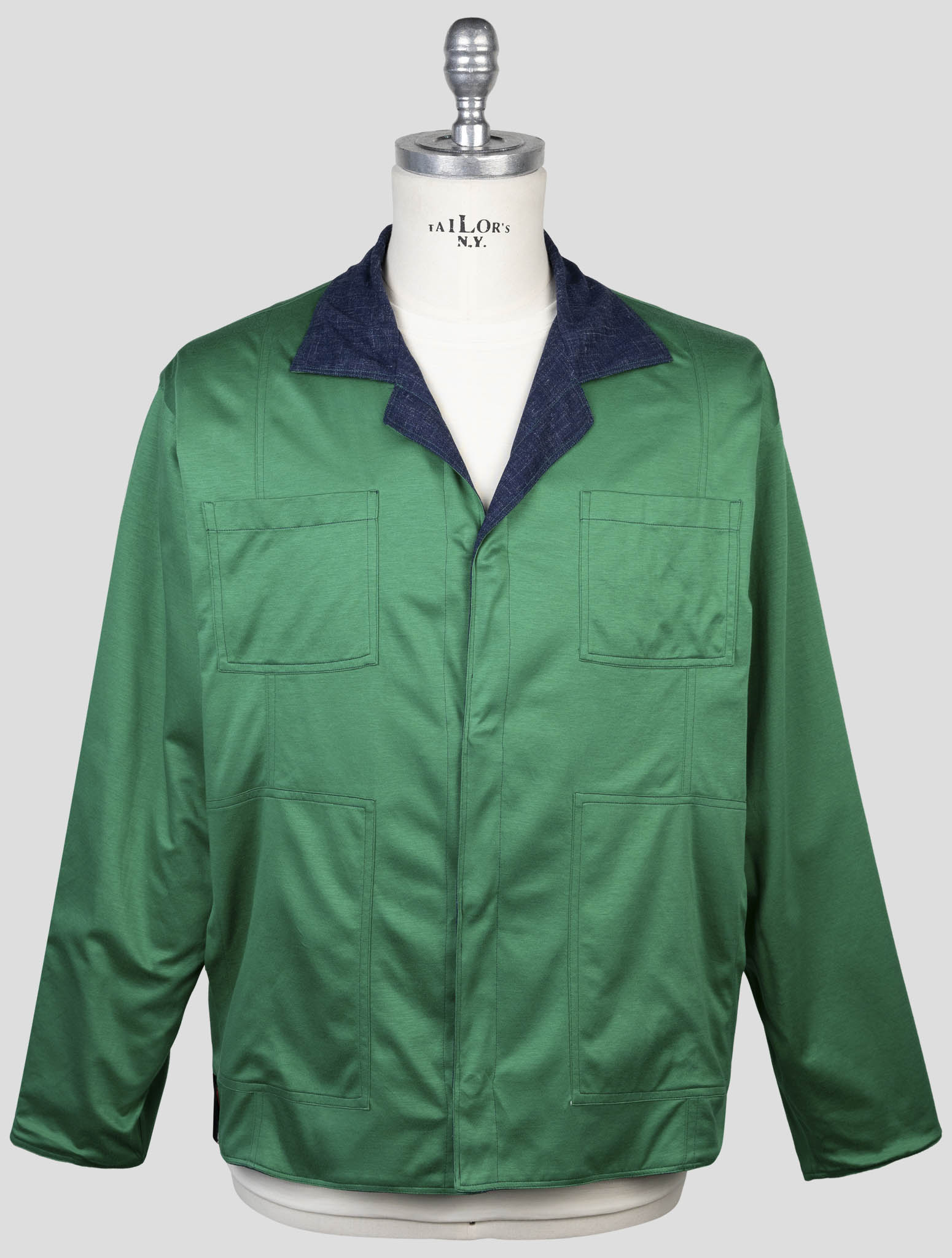 Kiton Green Denim Wool Silk Linen Special Edition Plus One