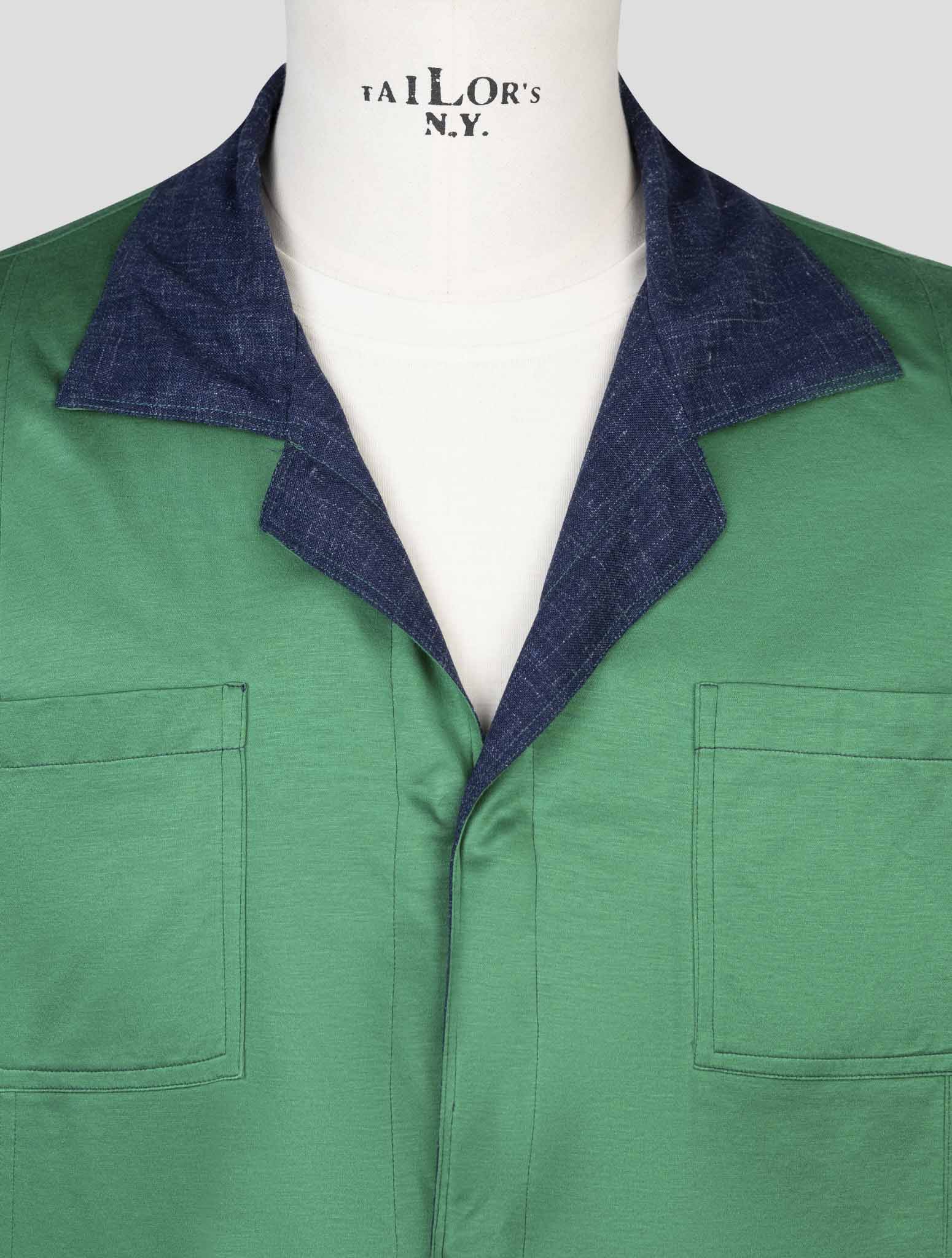 Kiton Green Denim Wool Silk Linen Special Edition Plus One