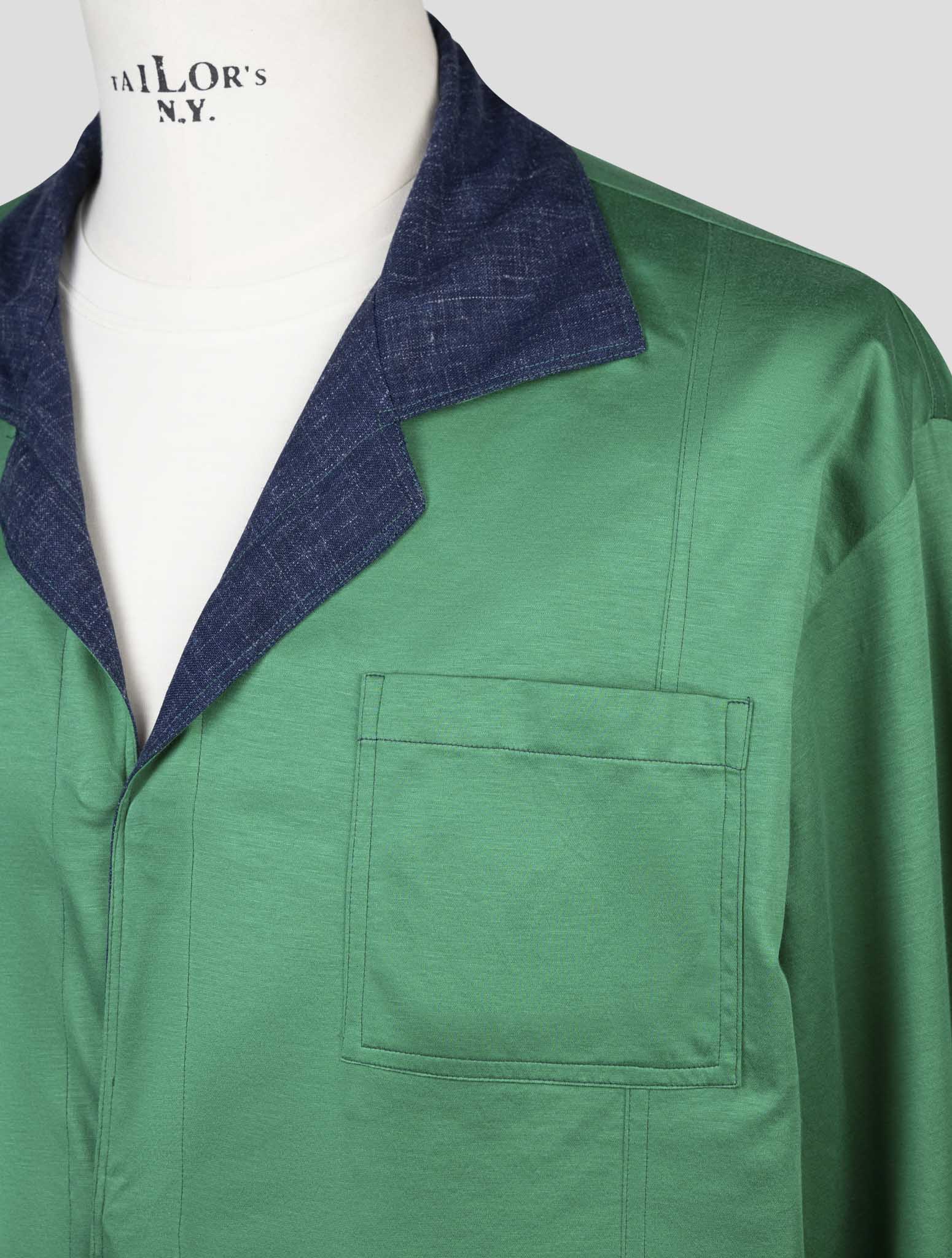 Kiton Green Denim Wool Silk Linen Special Edition Plus One