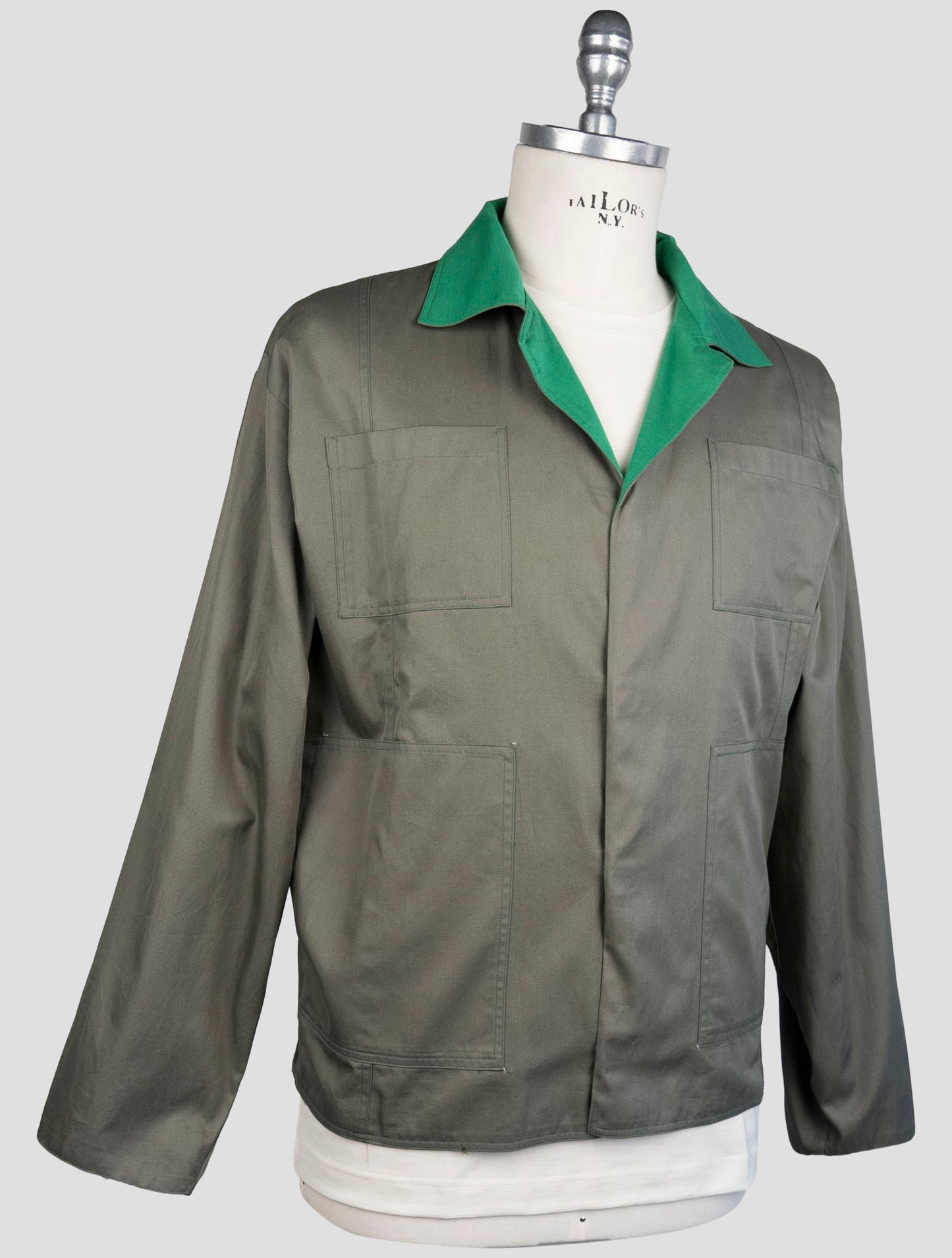 Kiton Green Cotton Reverse Coat