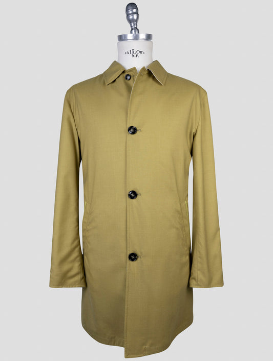 Kiton Green Beige Cashmere Silk Reverse Overcoat
