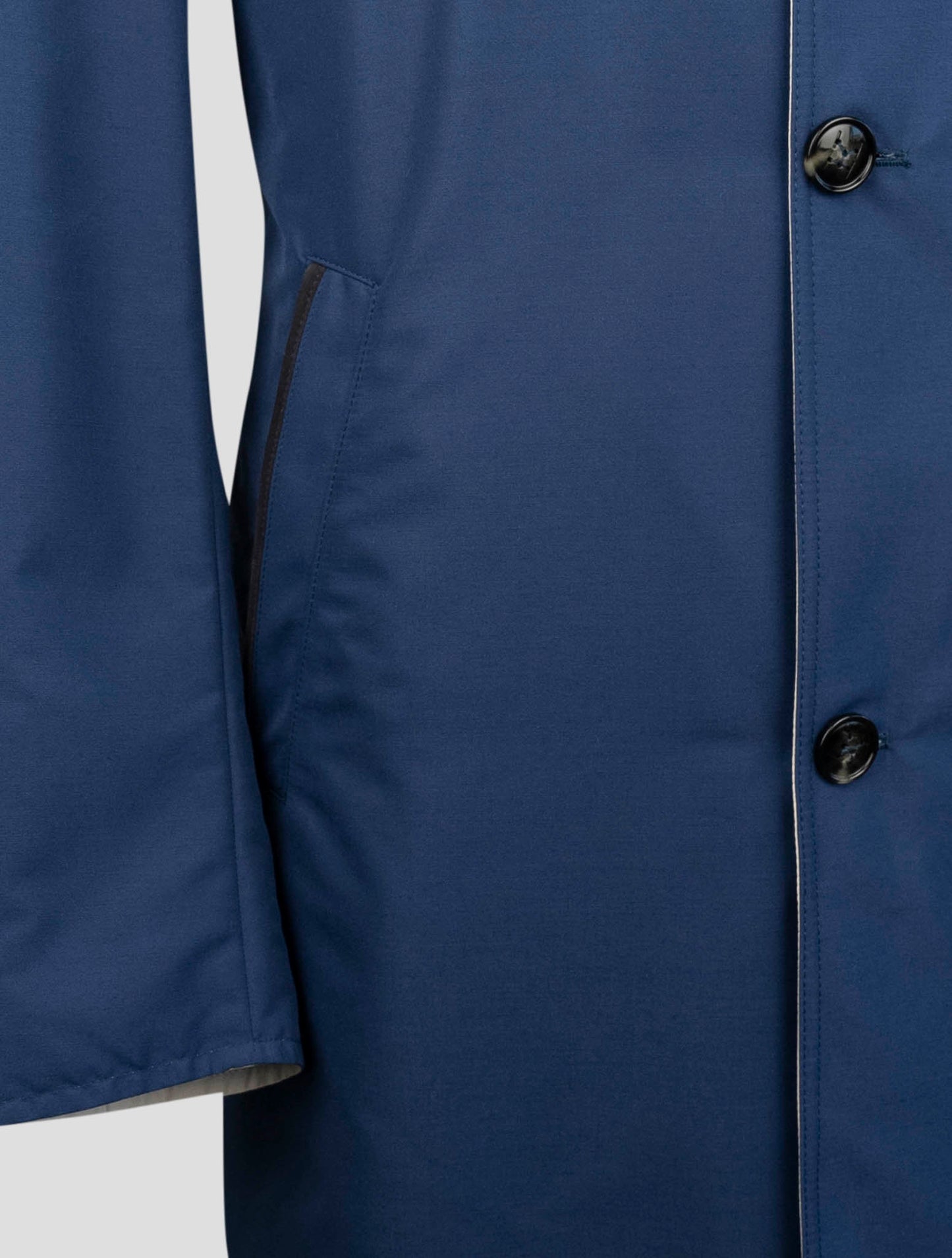 Kiton Blue Beige Pa Cashmere Silk Reverse Overcoat