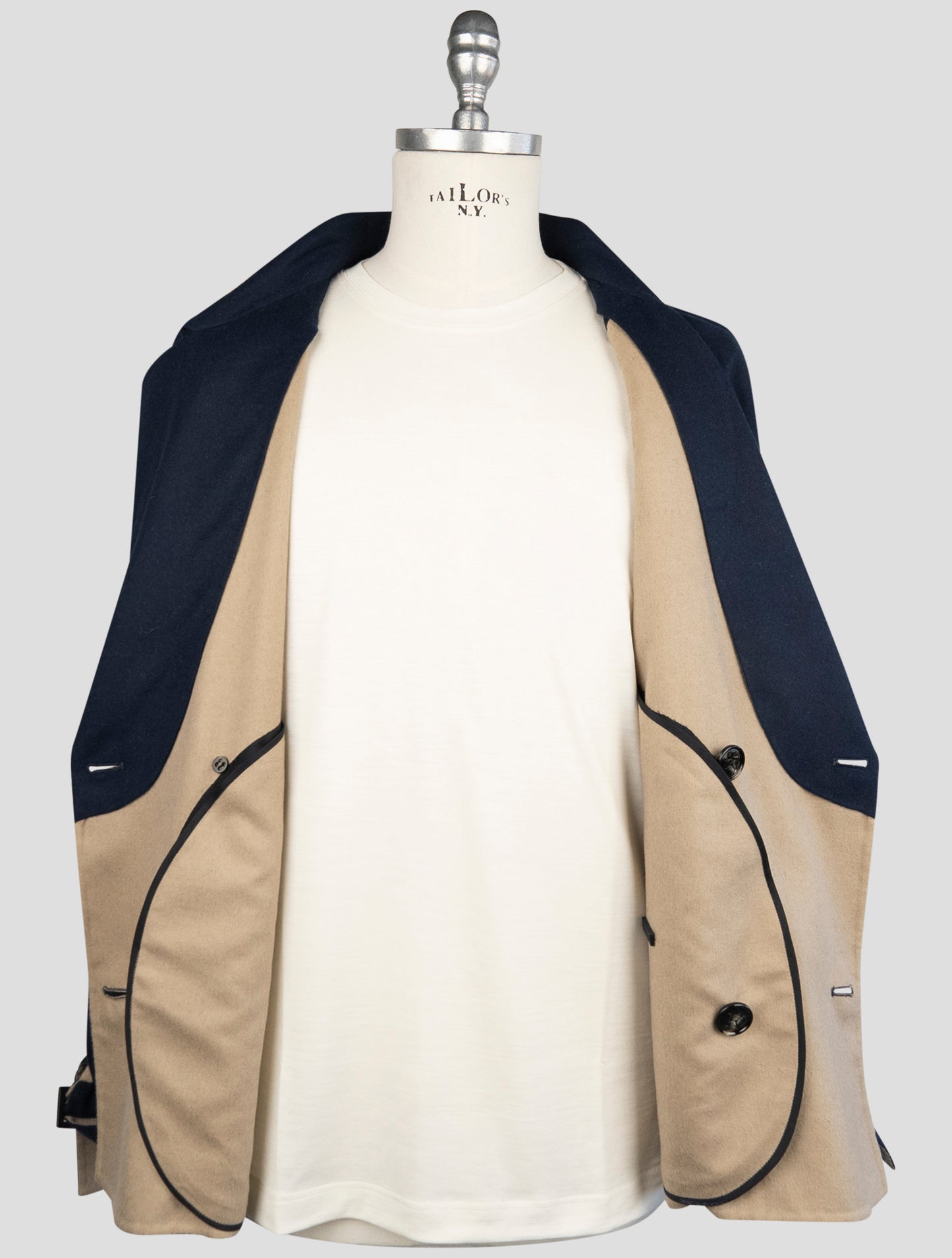 Kiton Blue Cashmere Silk Coat