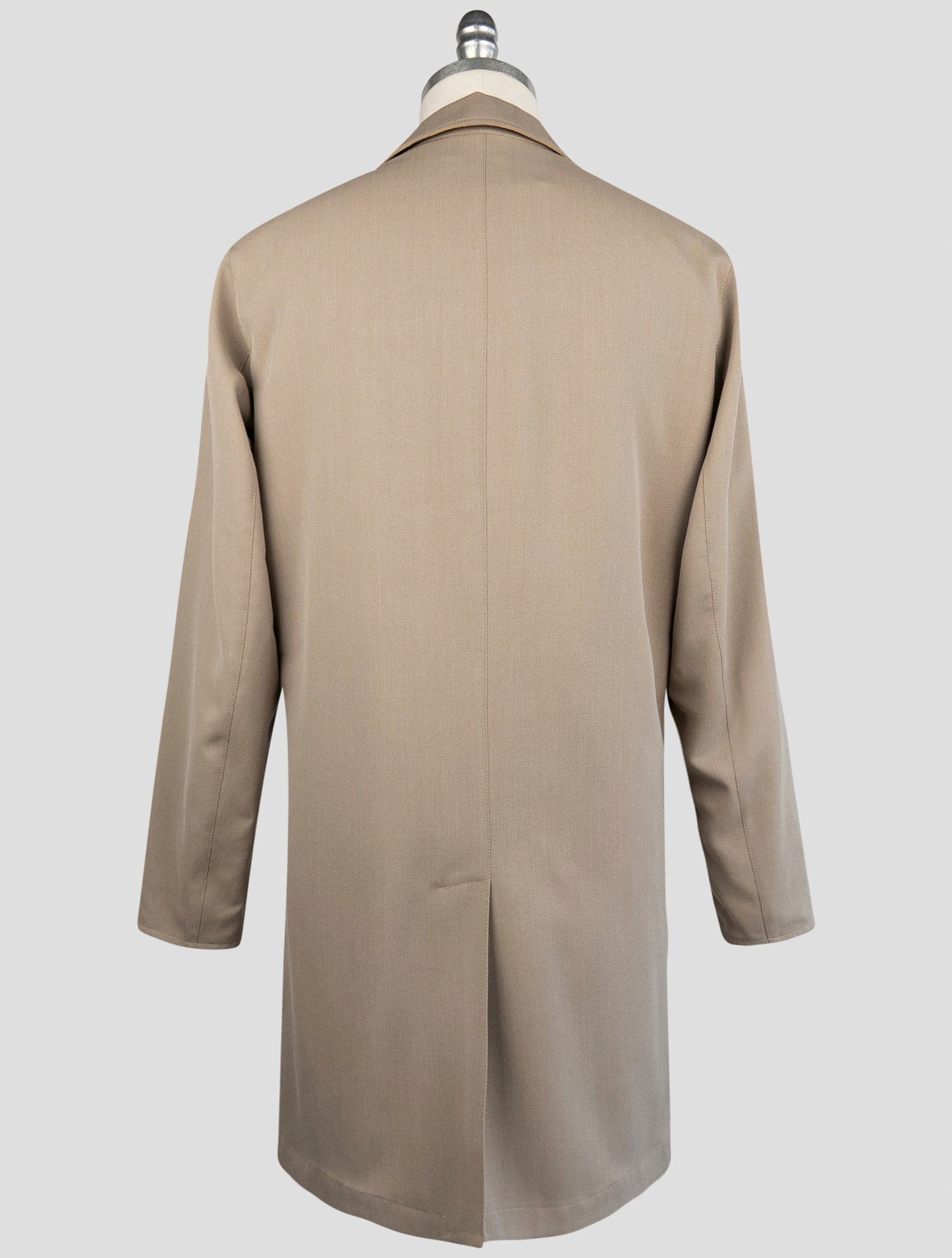 Kiton Brown Wool Cotton Reverse Overcoat