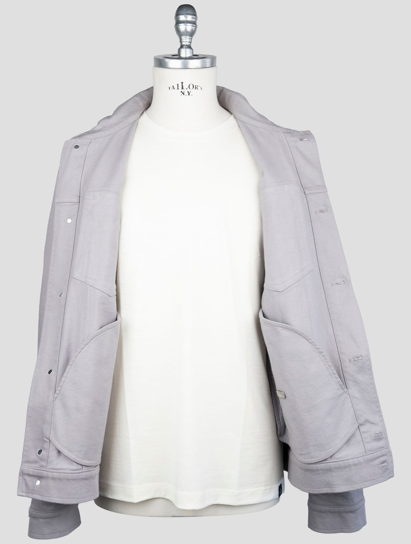 Kiton Gray Cotton Ea Coat