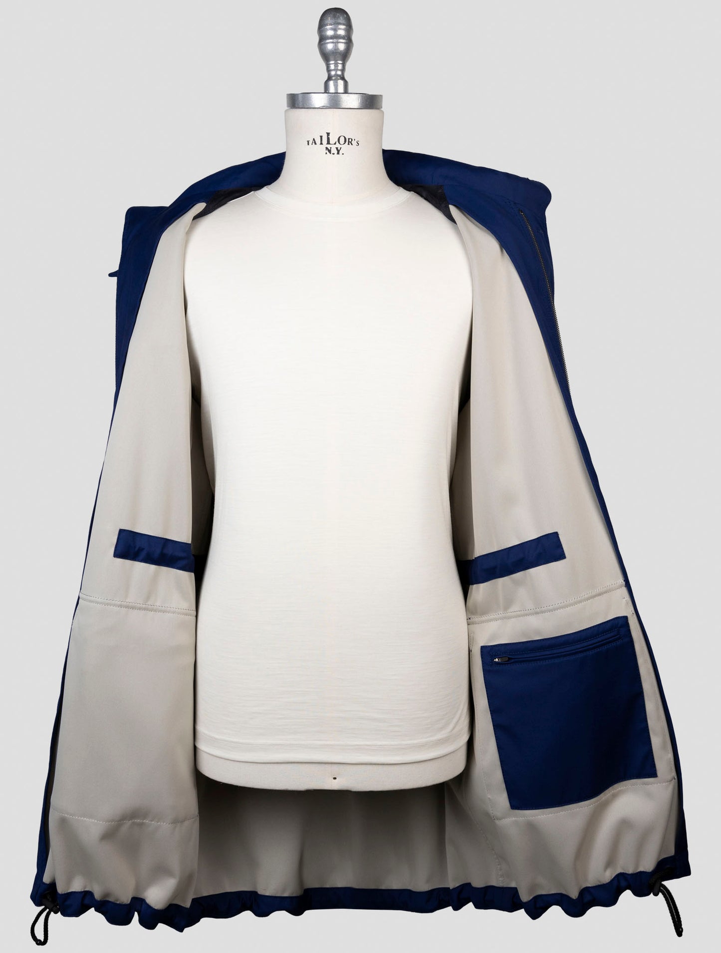 Kiton Blue Virgin Wool Pl Coat