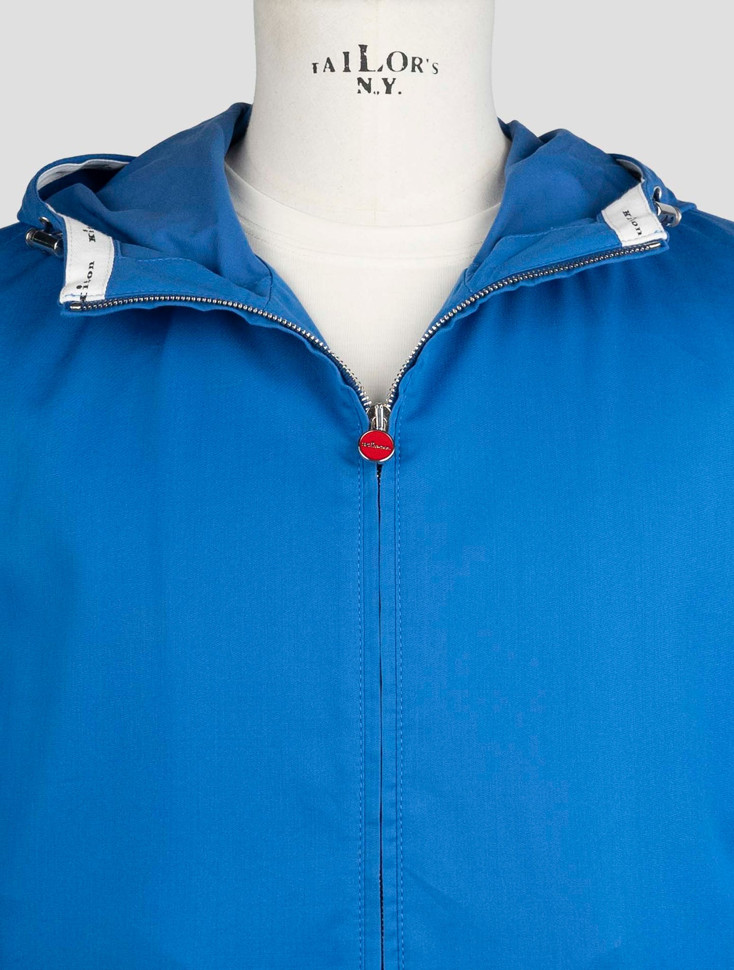 Kiton Blue Cotton Virgin Wool Coat