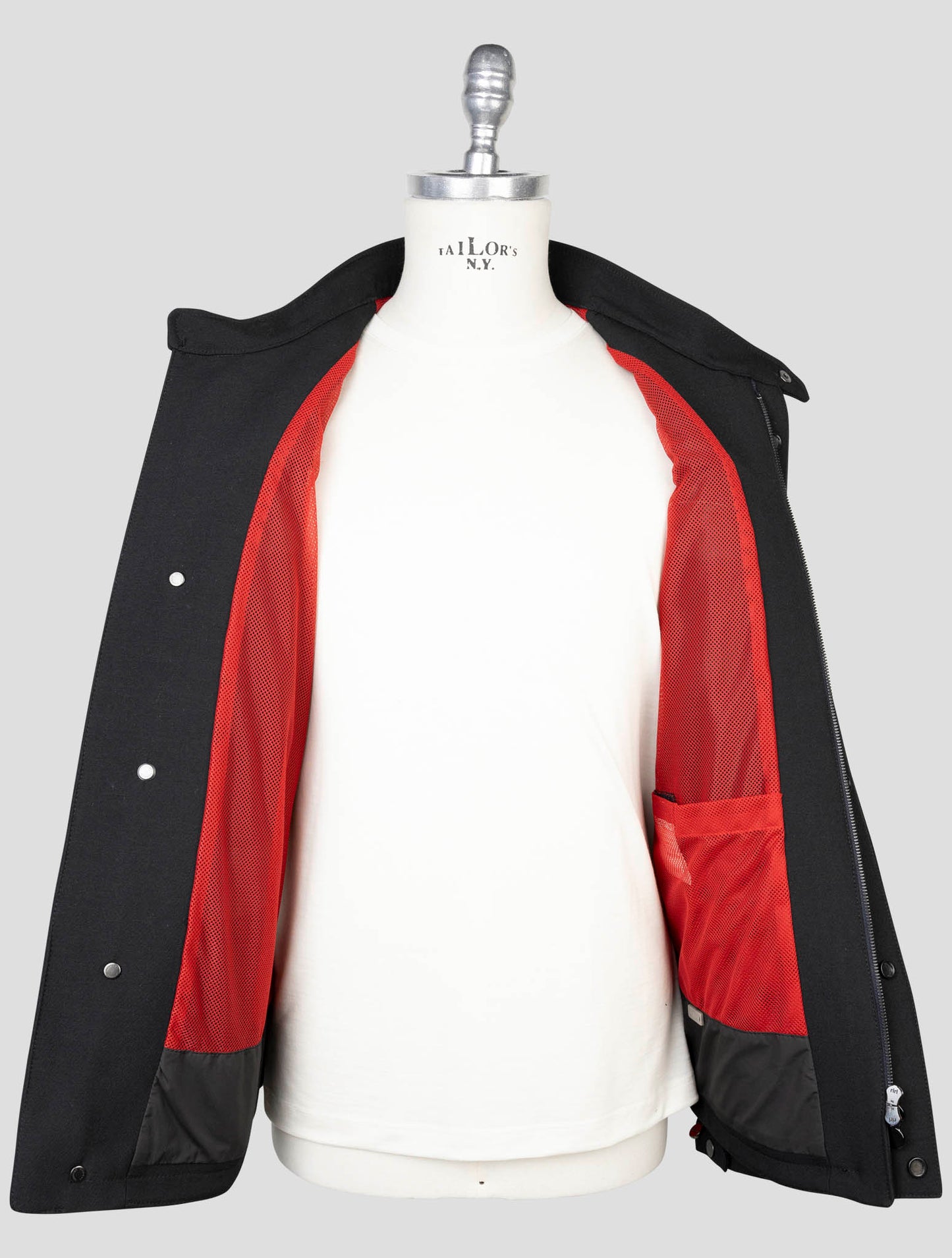 kiton Black Virgin Wool Pa Coat