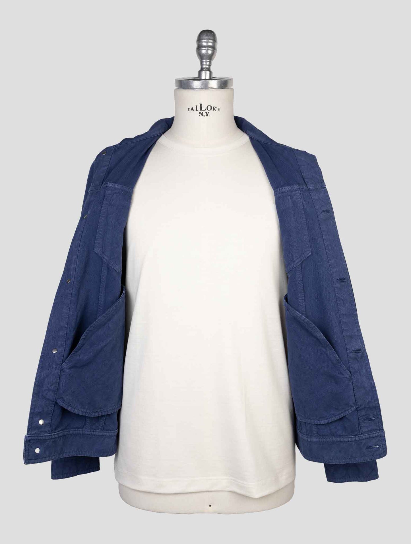 kiton Blue Cotton Abaca Coat