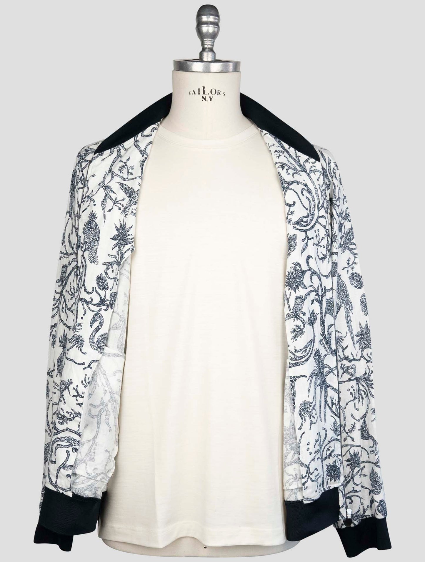 Kiton Blue White Linen Coat