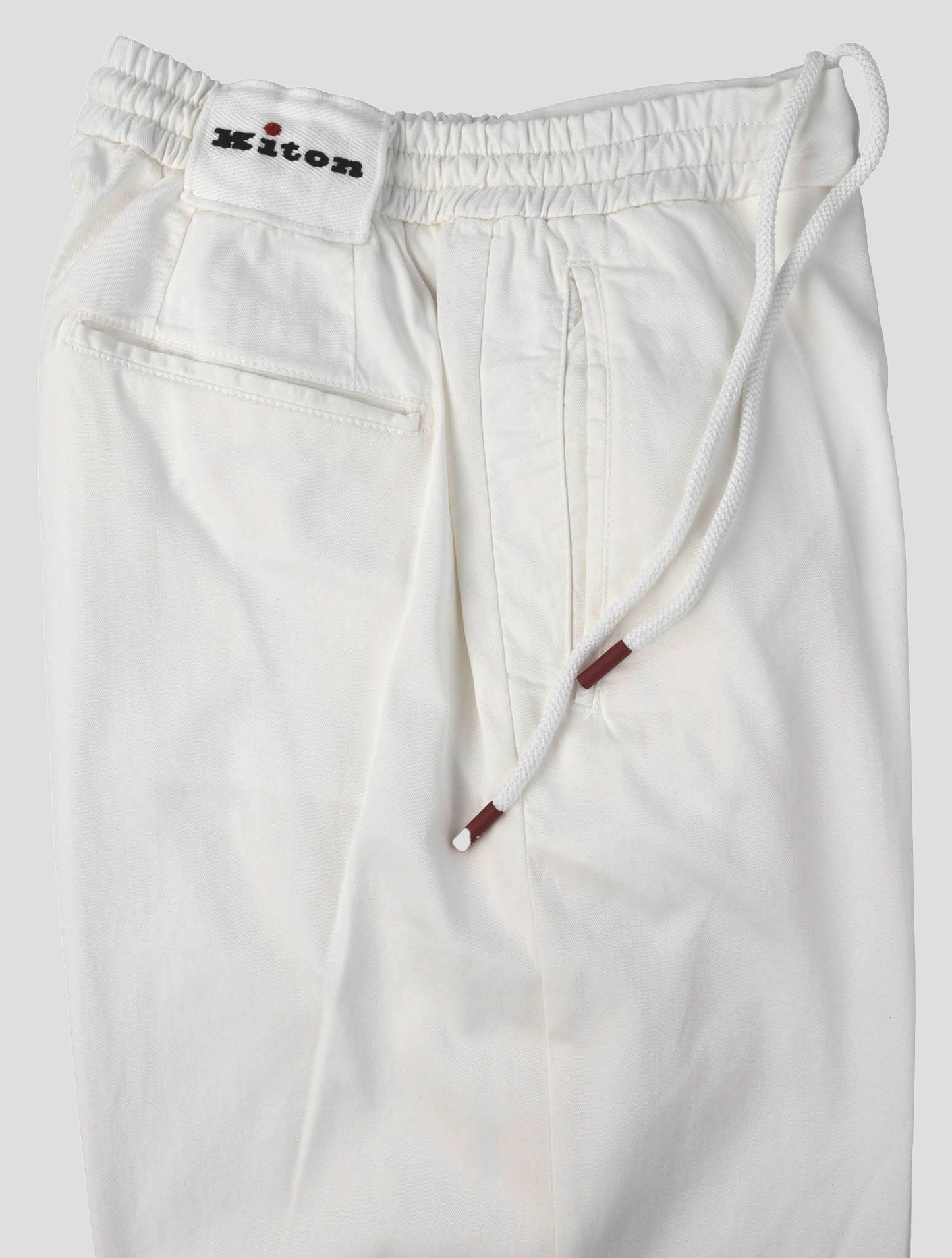 Kiton White Cotton Silk Ea Pants