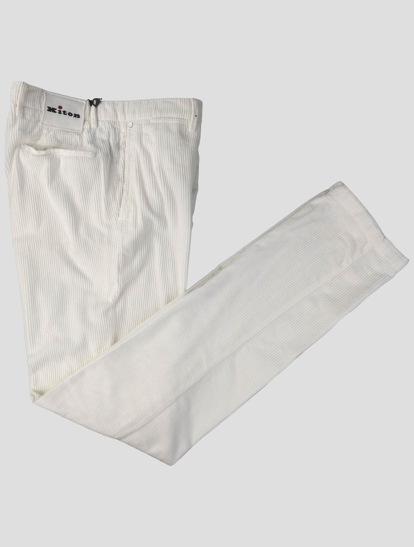 Kiton White Cotton Velvet Pants