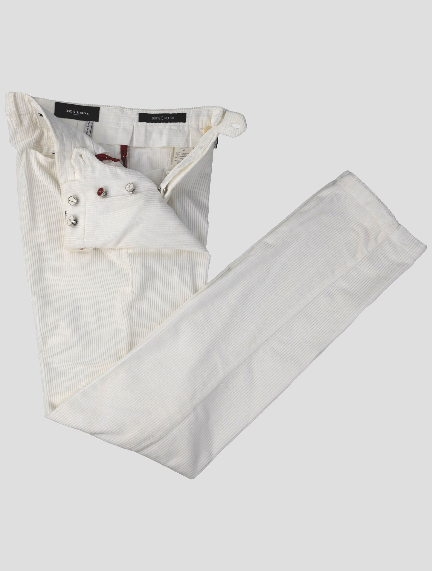 Kiton White Cotton Velvet Pants