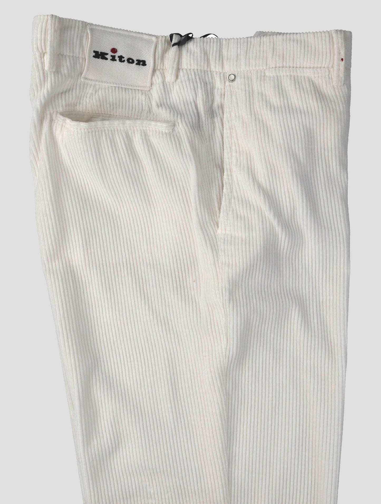 Kiton White Cotton Velvet Pants