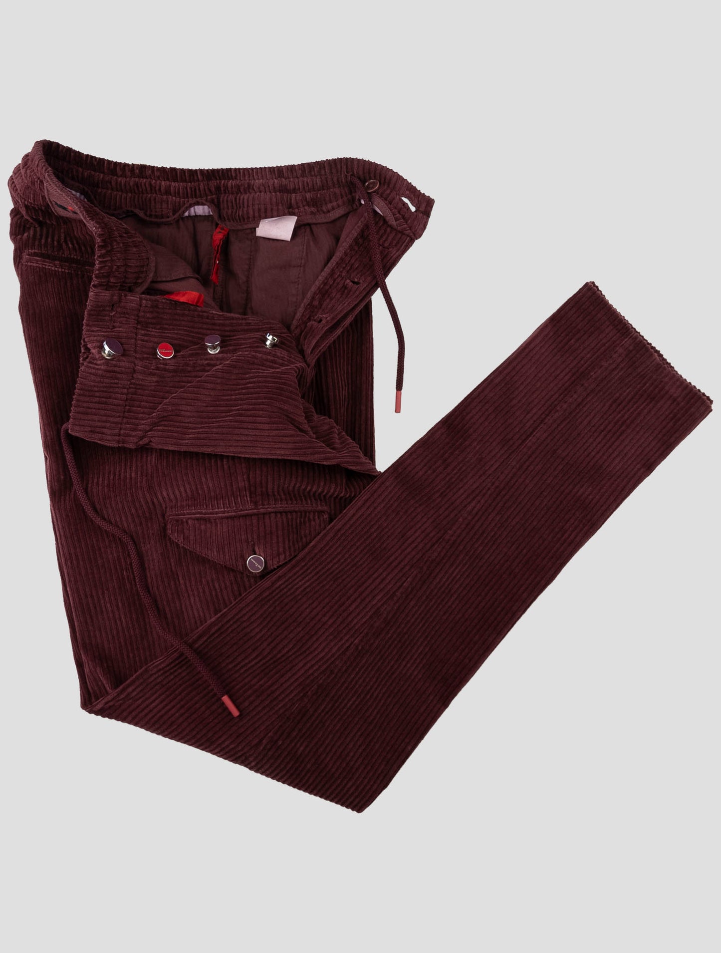 Kiton Burgundy Cotton Ea Cargo Vlvet Pants