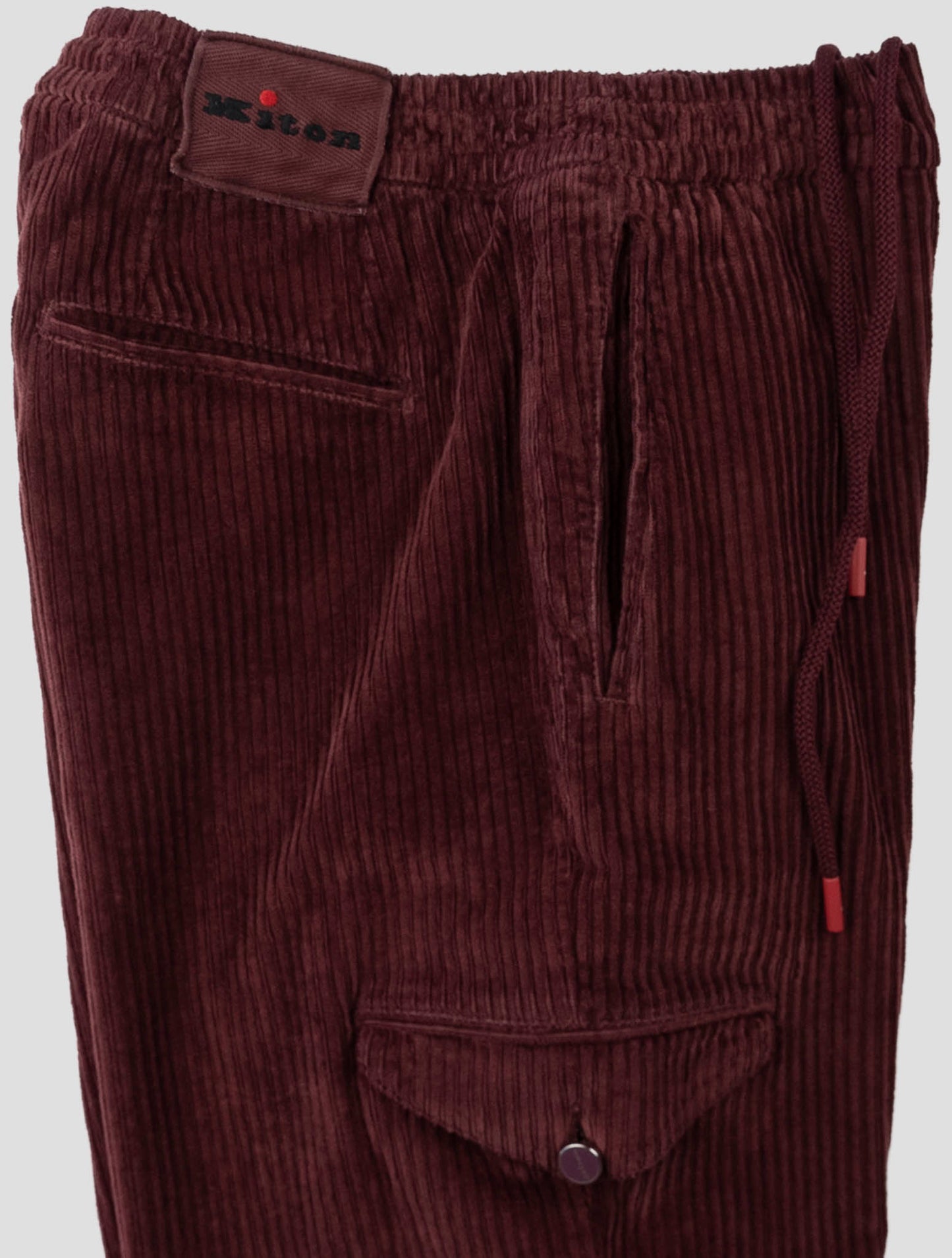 Kiton Burgundy Cotton Ea Cargo Vlvet Pants