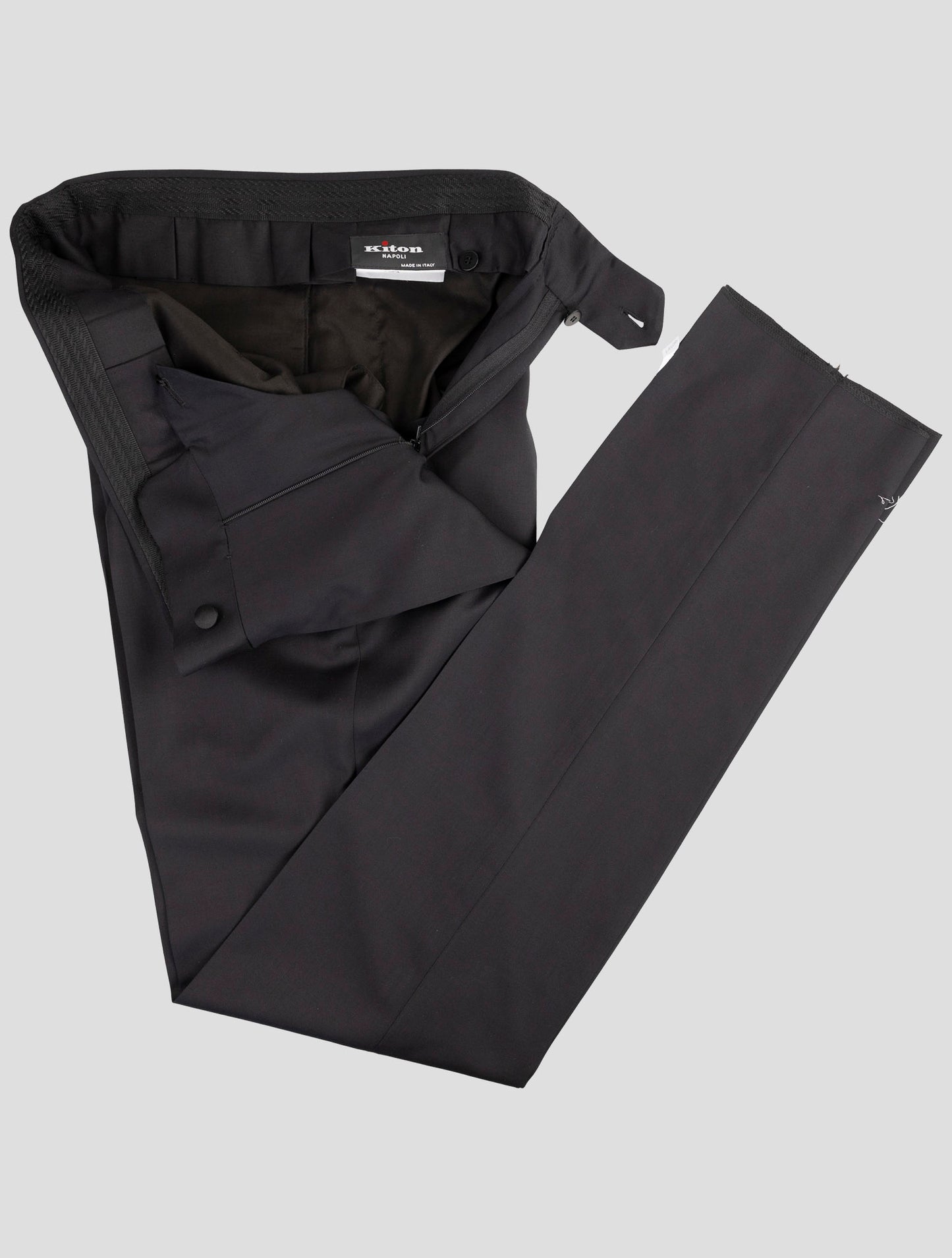 Kiton Black Virgin Wool Dress Pants