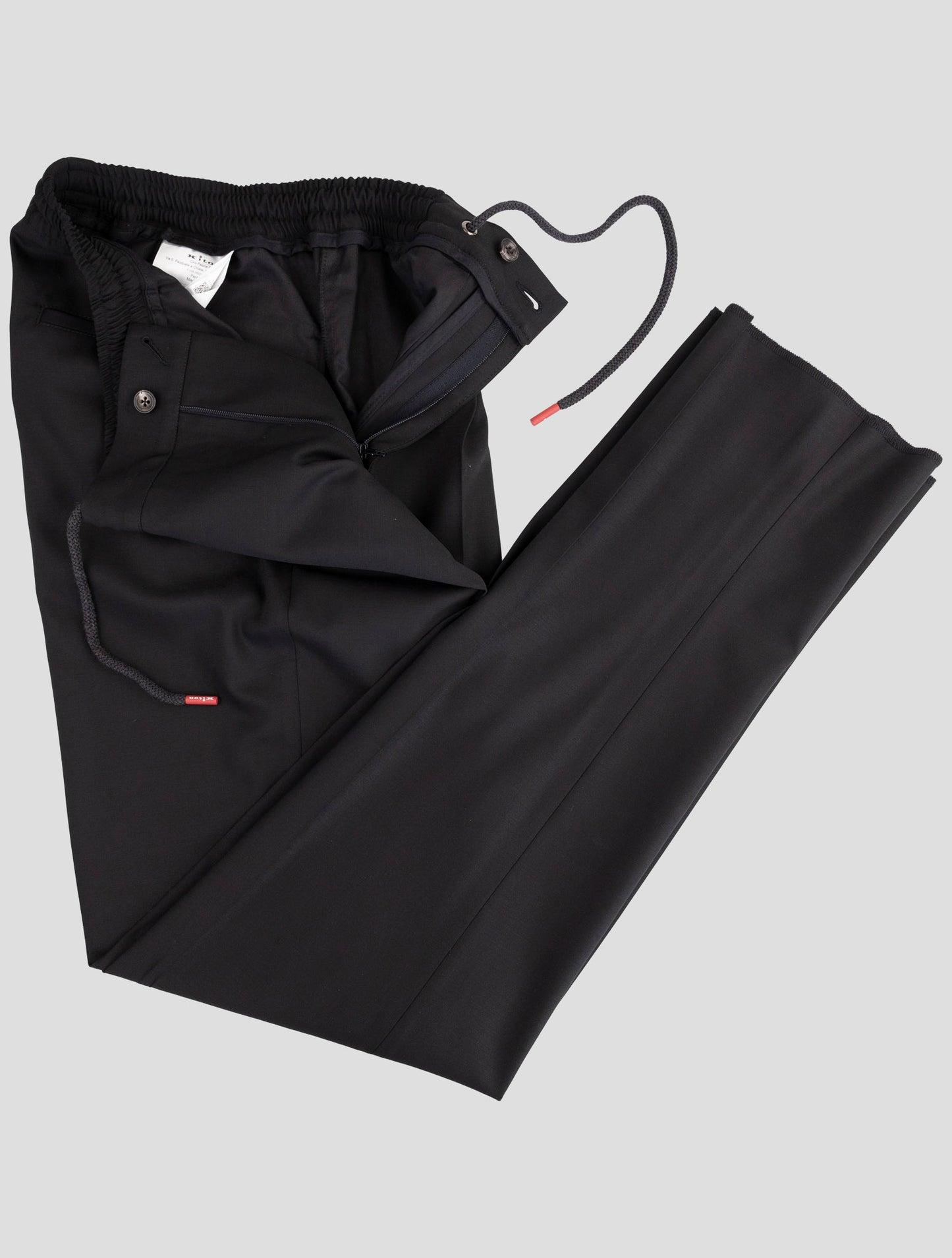 Kiton Black Virgin Wool Ea Dress Pants