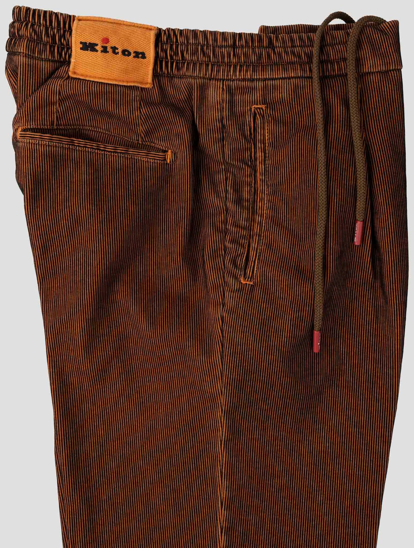 Kiton Orange Black Cotton Nylon Ea Pants