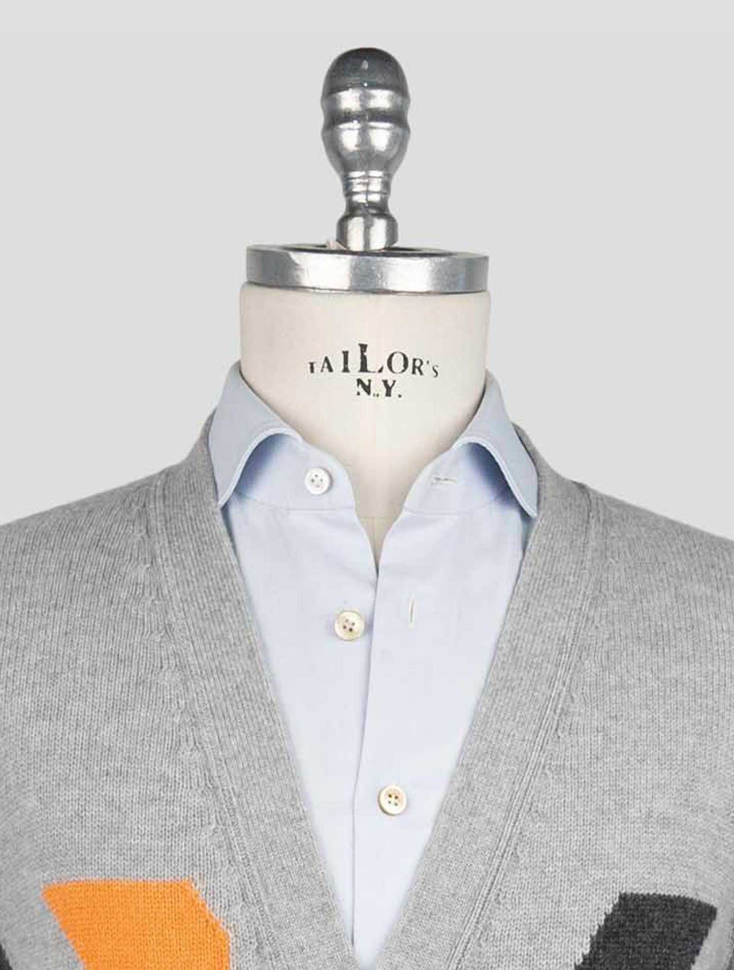 Kiton Gray Orange Cashmere Sweater Cardigan