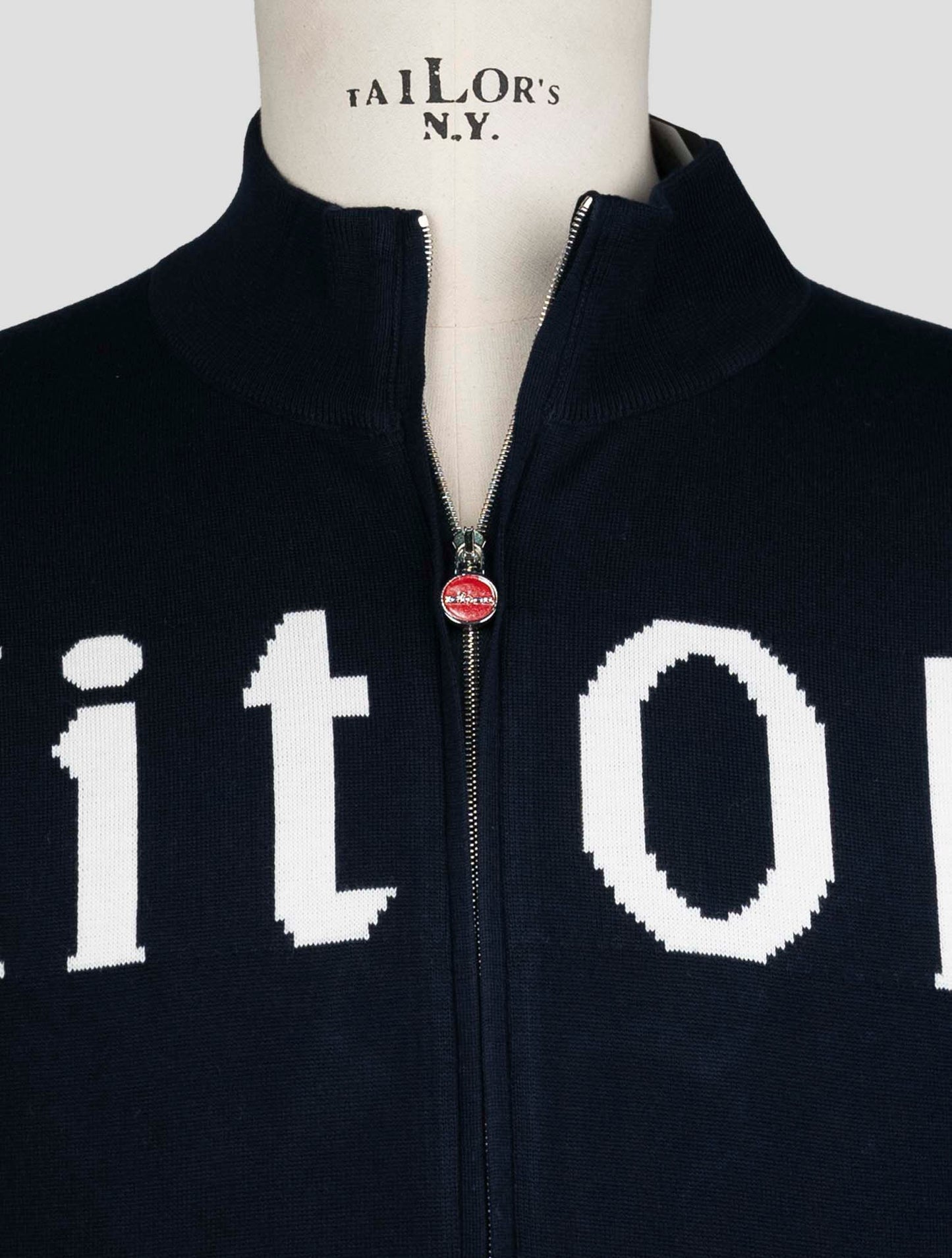 Kiton Blue Cotton Sweater Full Zip