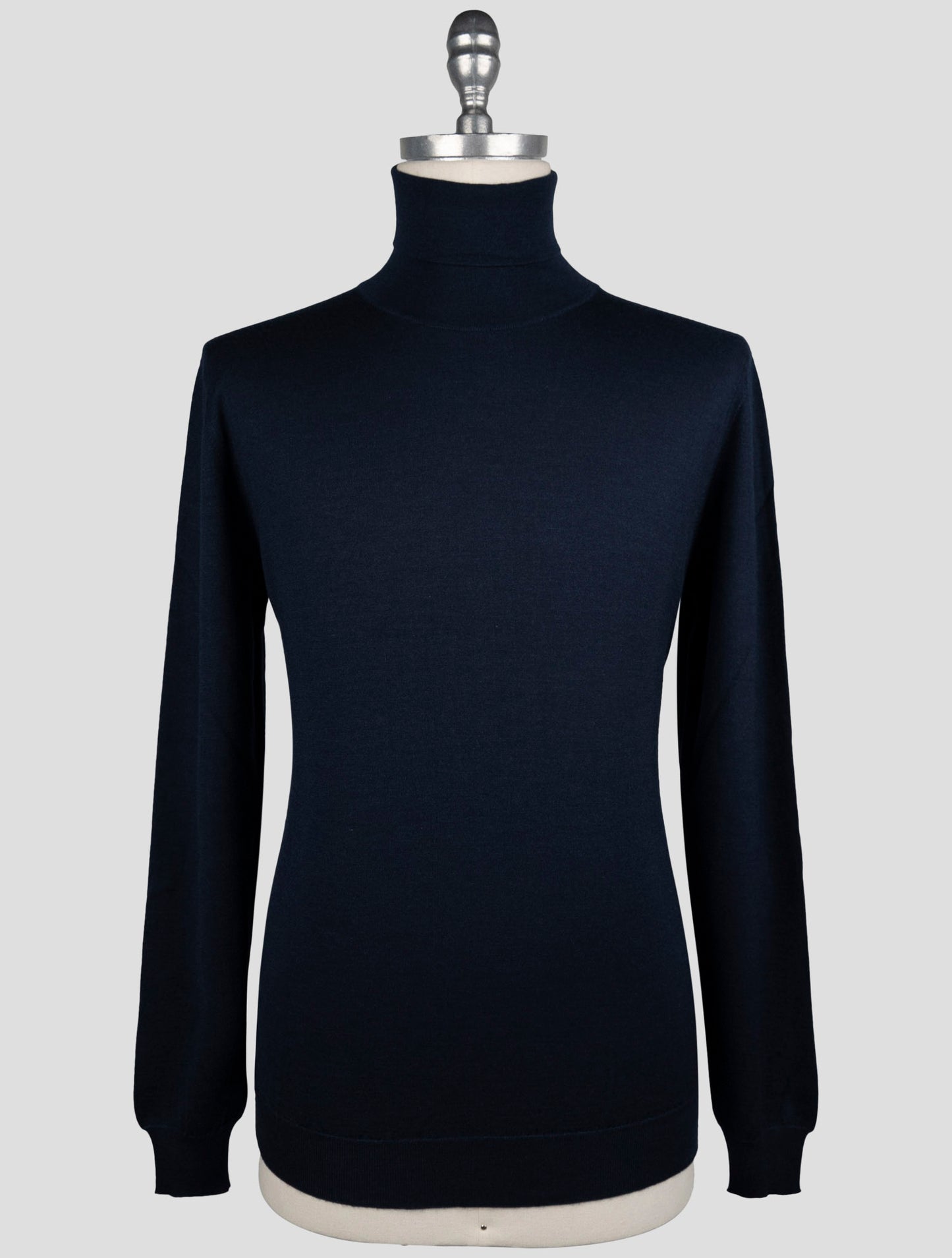 Kiton Dark Blue Cashmere Silk Sweater Turtleneck