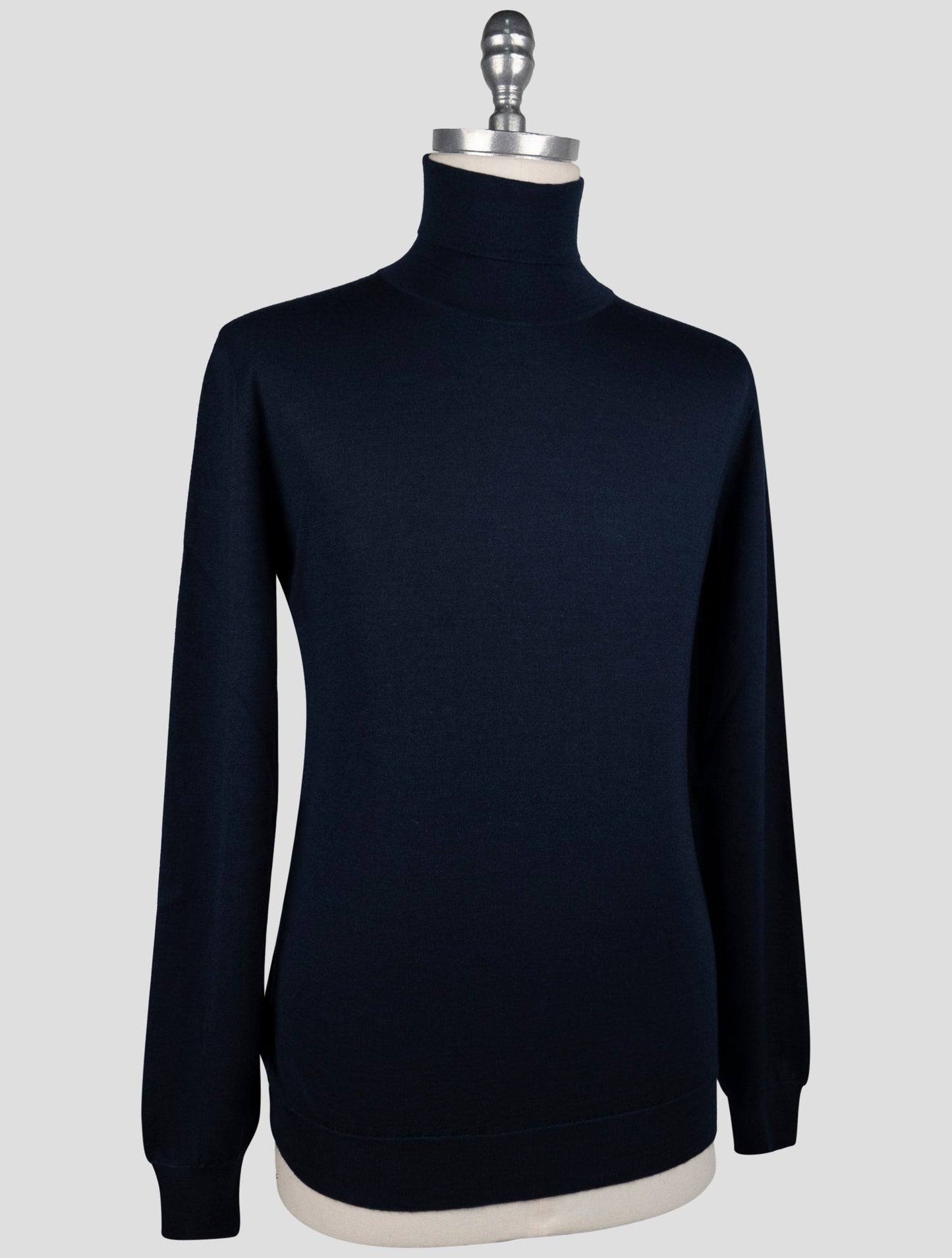 Kiton Dark Blue Cashmere Silk Sweater Turtleneck