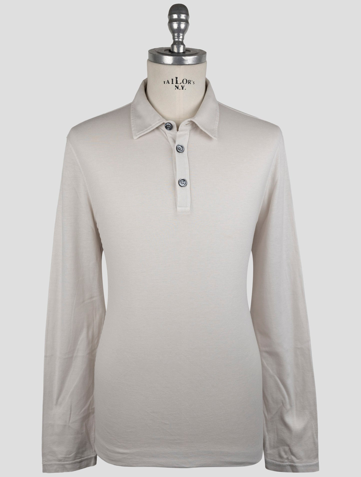 Kiton Gray Cotton Cashmere Sweater Polo