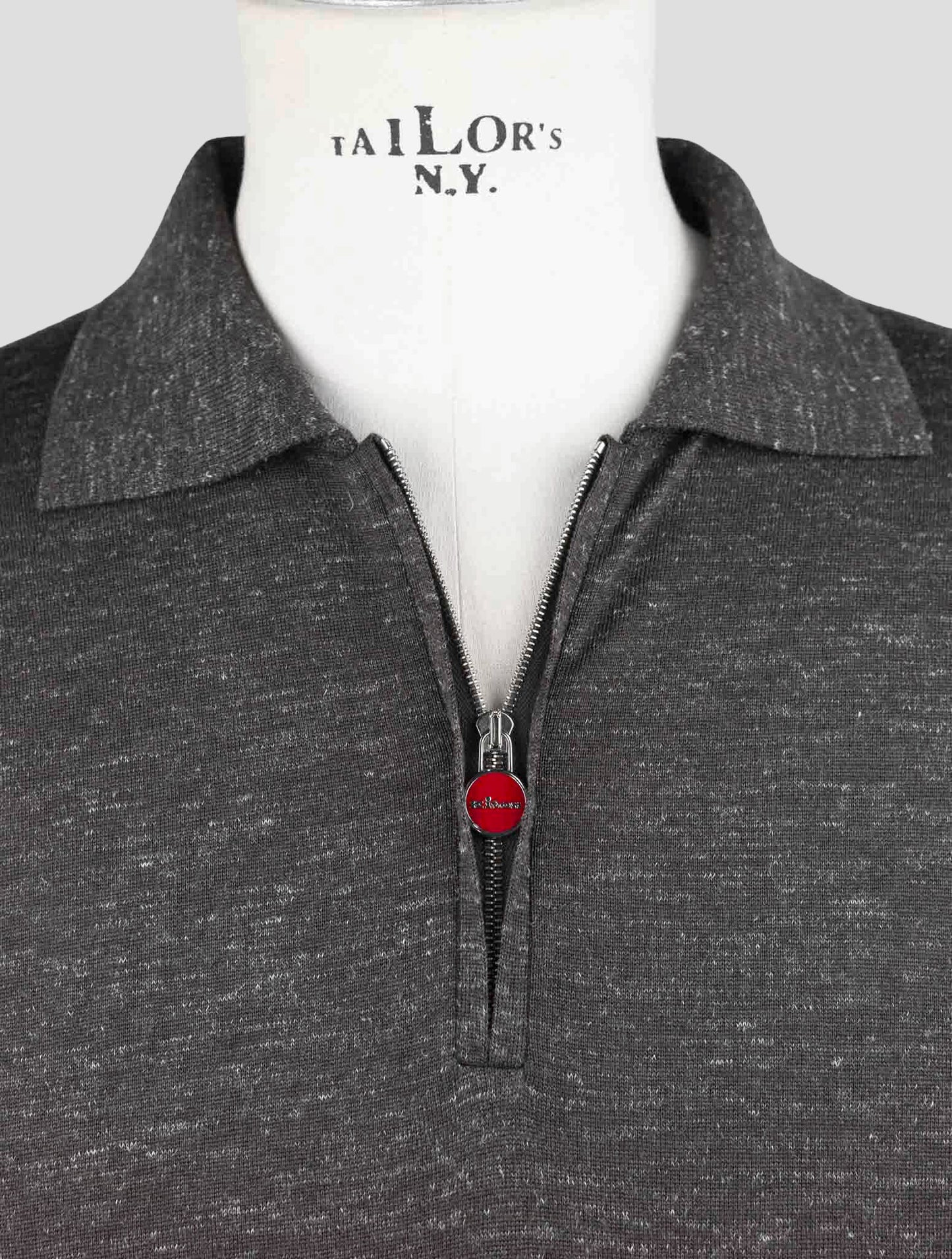 Kiton Dark Gray Silk Cashmere Linen Polo