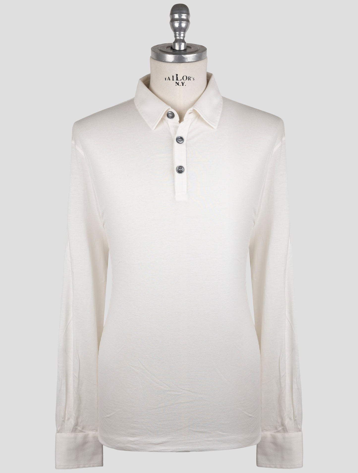 Kiton White Cotton Cashmere Sweater Polo