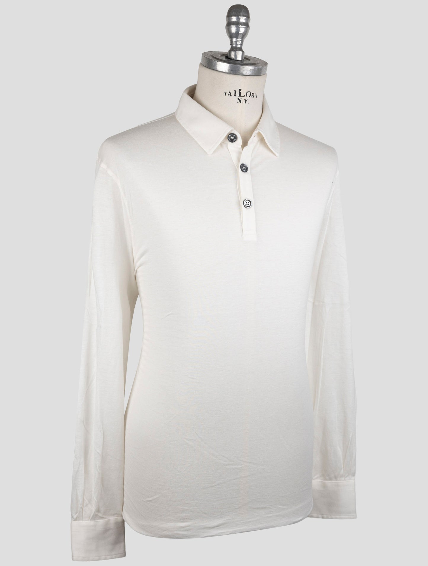 Kiton White Cotton Cashmere Sweater Polo