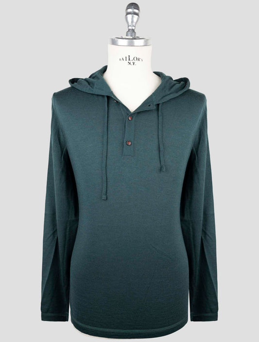 Kiton Green Cashmere Silk Sweater Hoodie