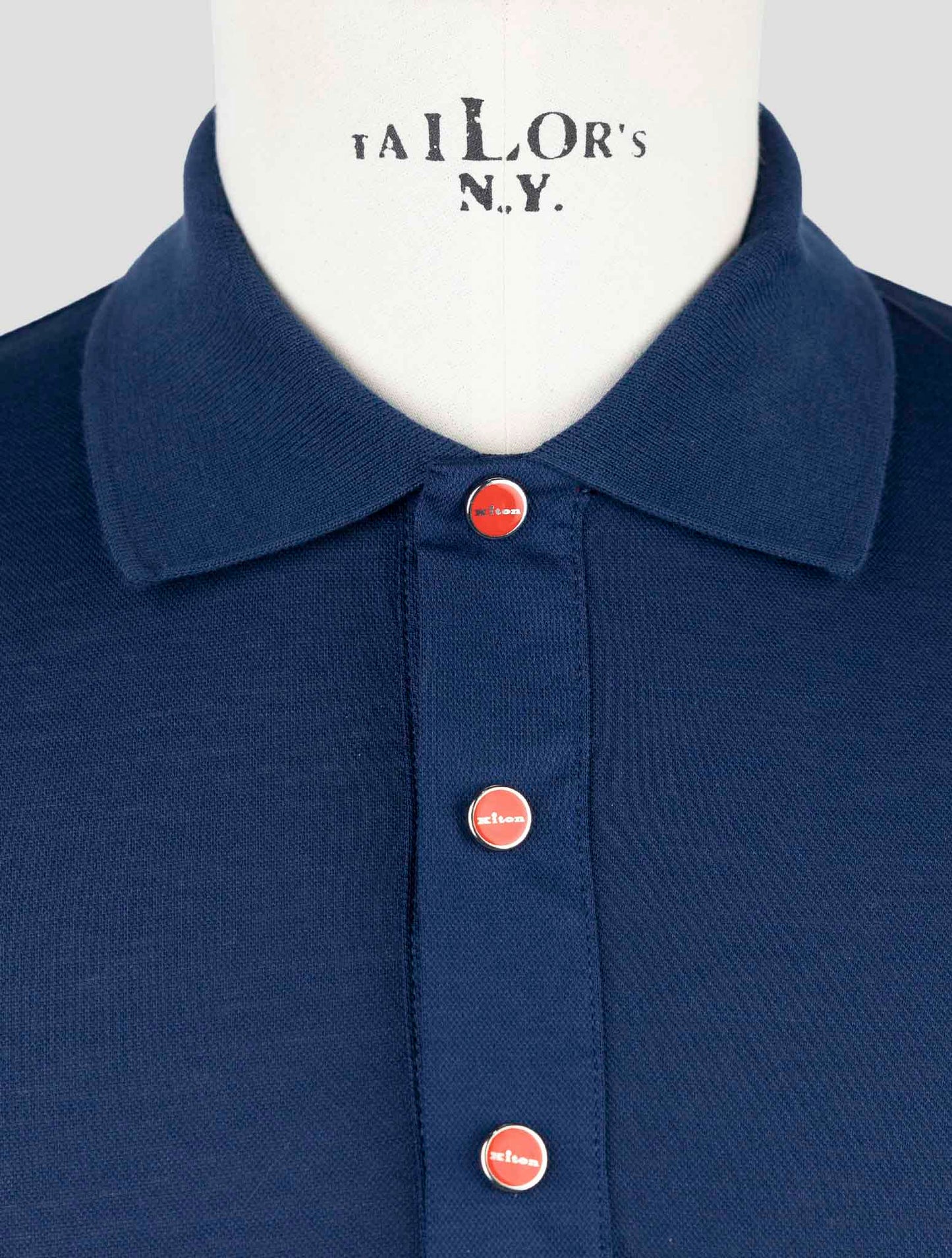 Kiton Blue Cotton Polo