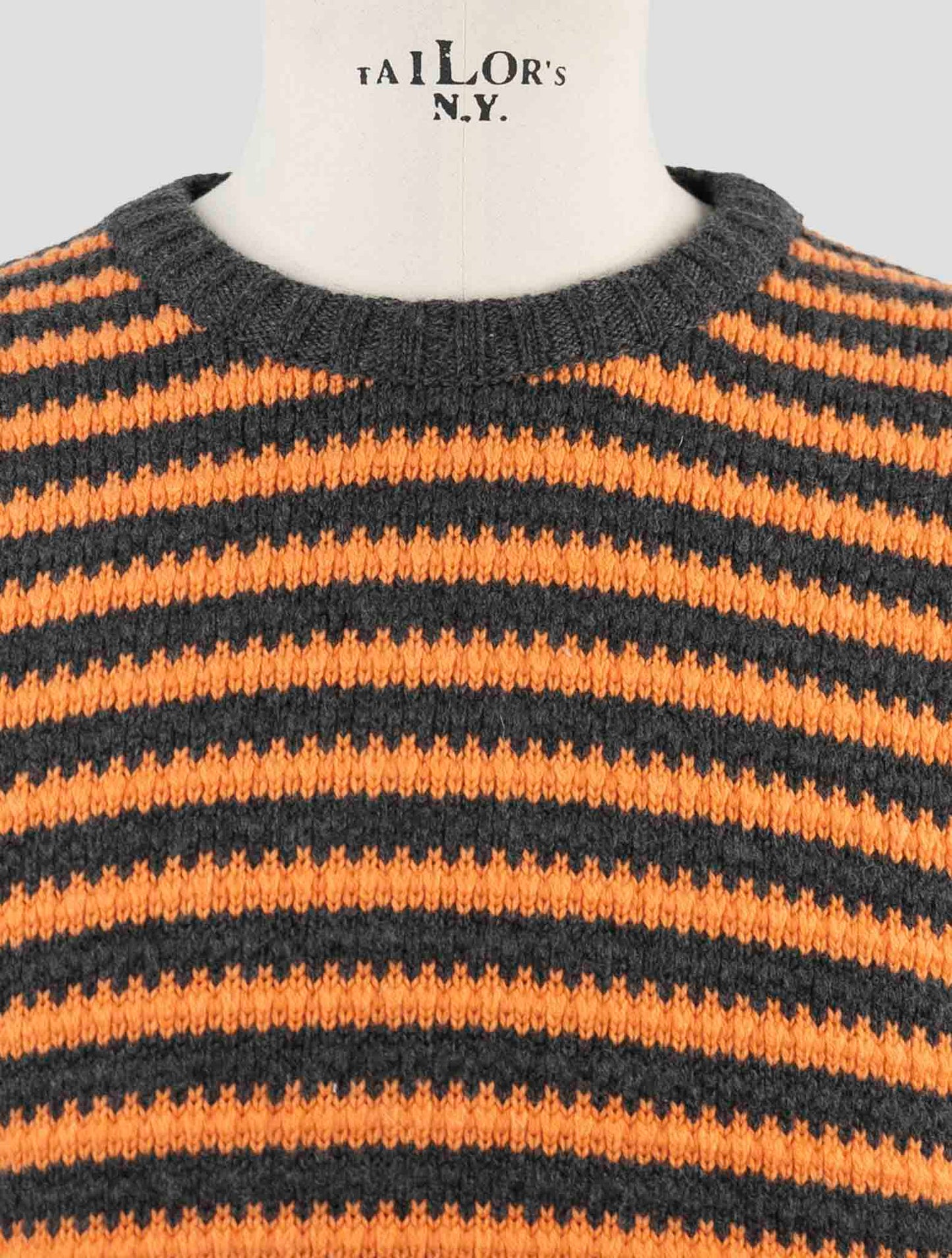 Kiton Orange Gray Cashmere Sweater Crewneck