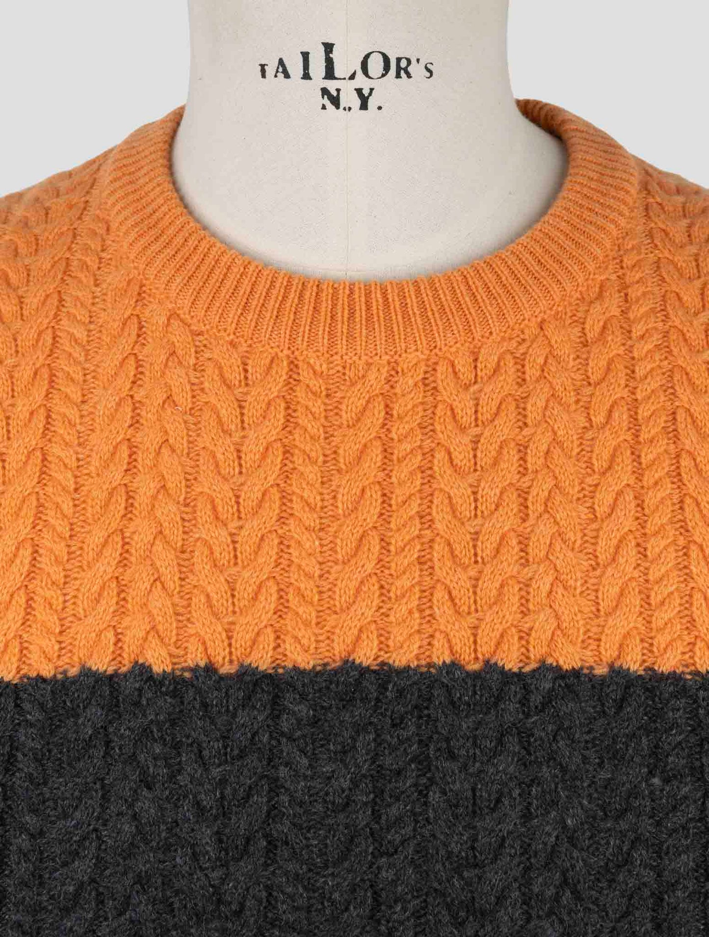 Kiton Orange Gray Cashmere Sweater Crewneck