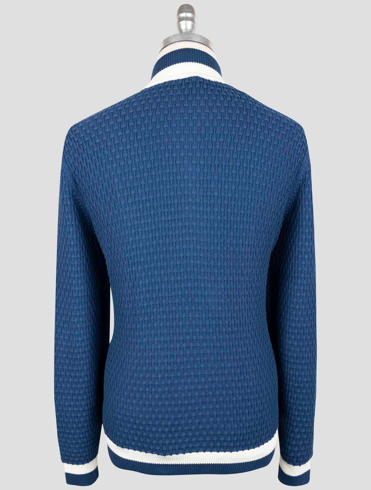 Kiton Blue Cotton Sweater Cardigan