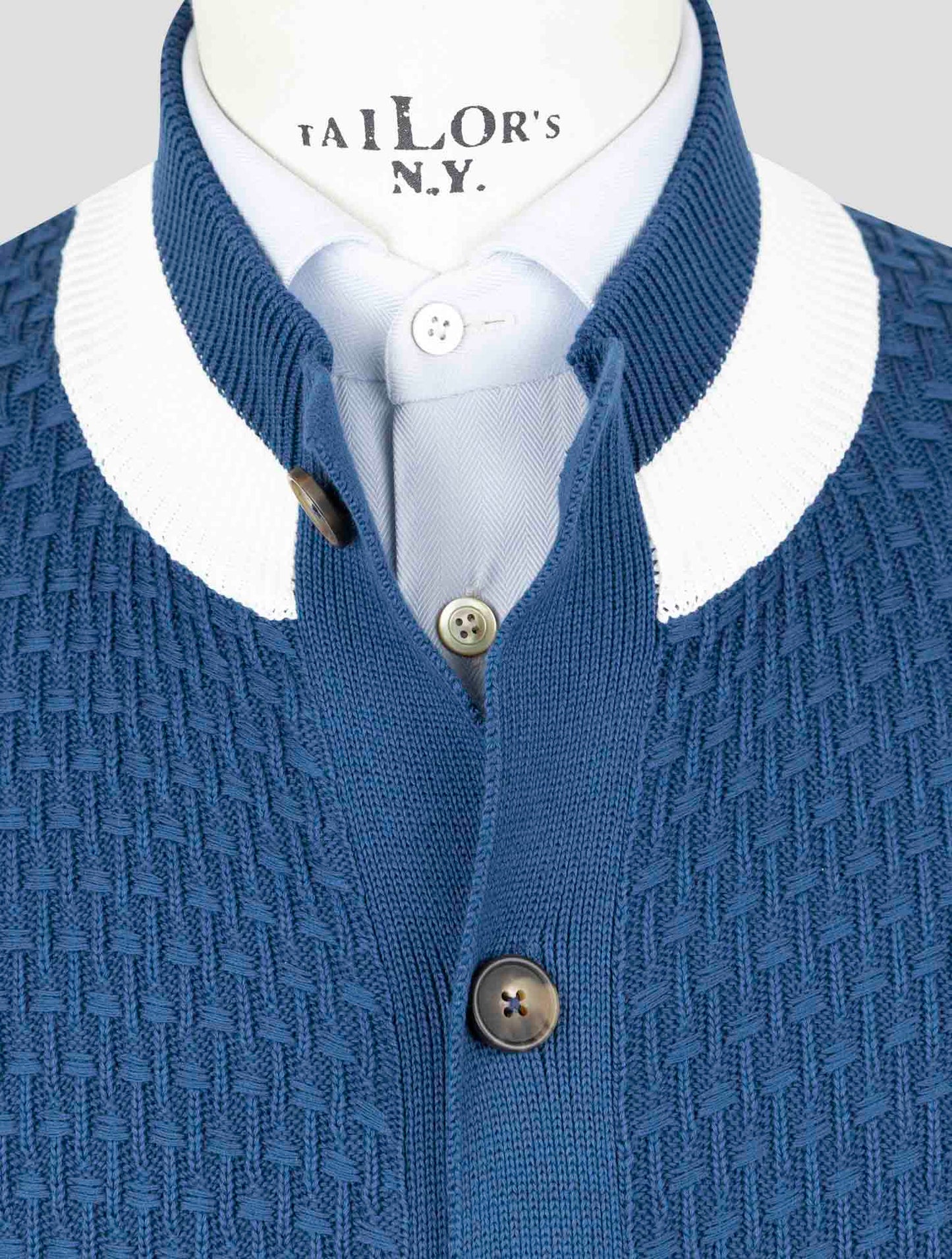 Kiton Blue Cotton Sweater Cardigan