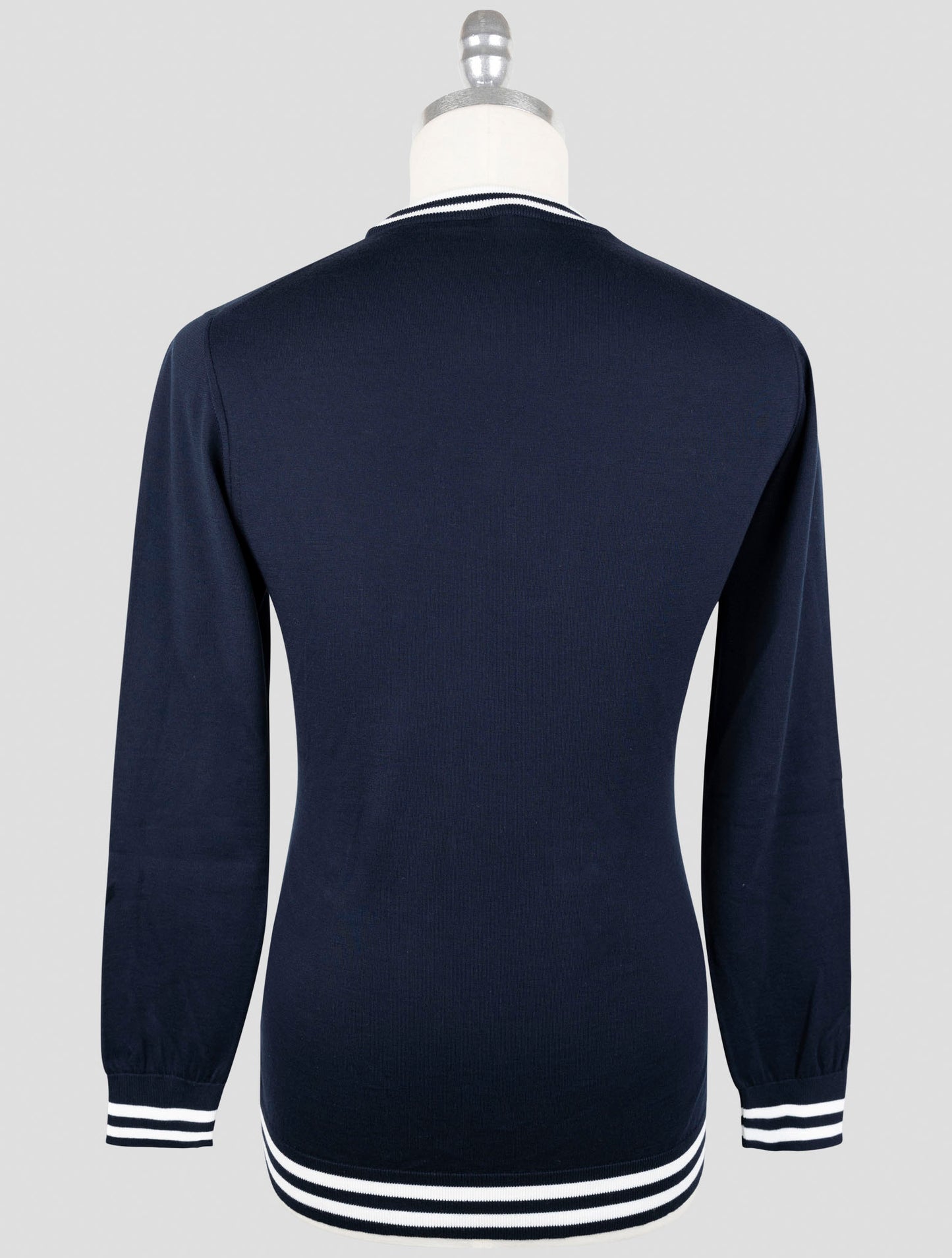 Kiton Blue Cotton Sweater Crewneck