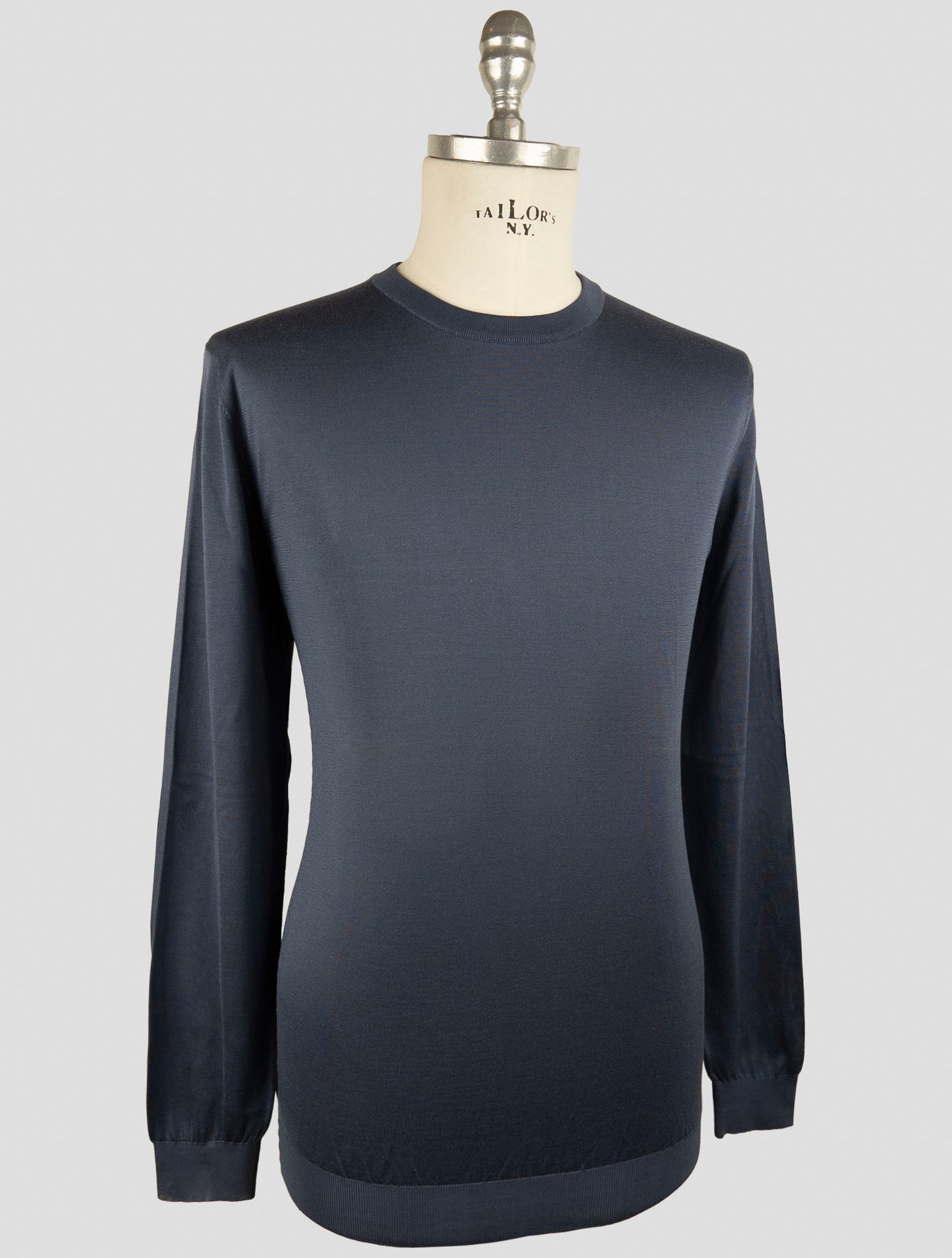 Kiton Blue Silk Sweater Crewneck