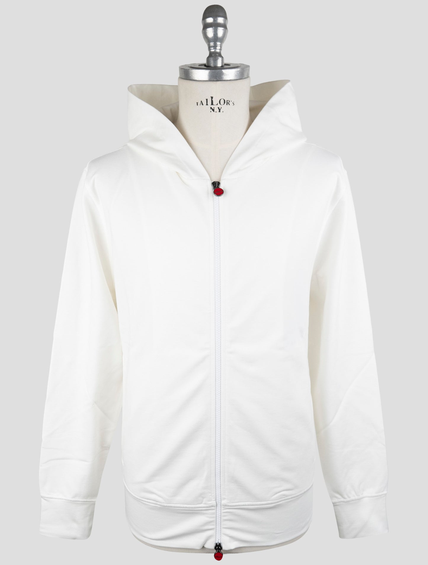 Kiton White Cotton Ea Sweater Full Zip Hoodie
