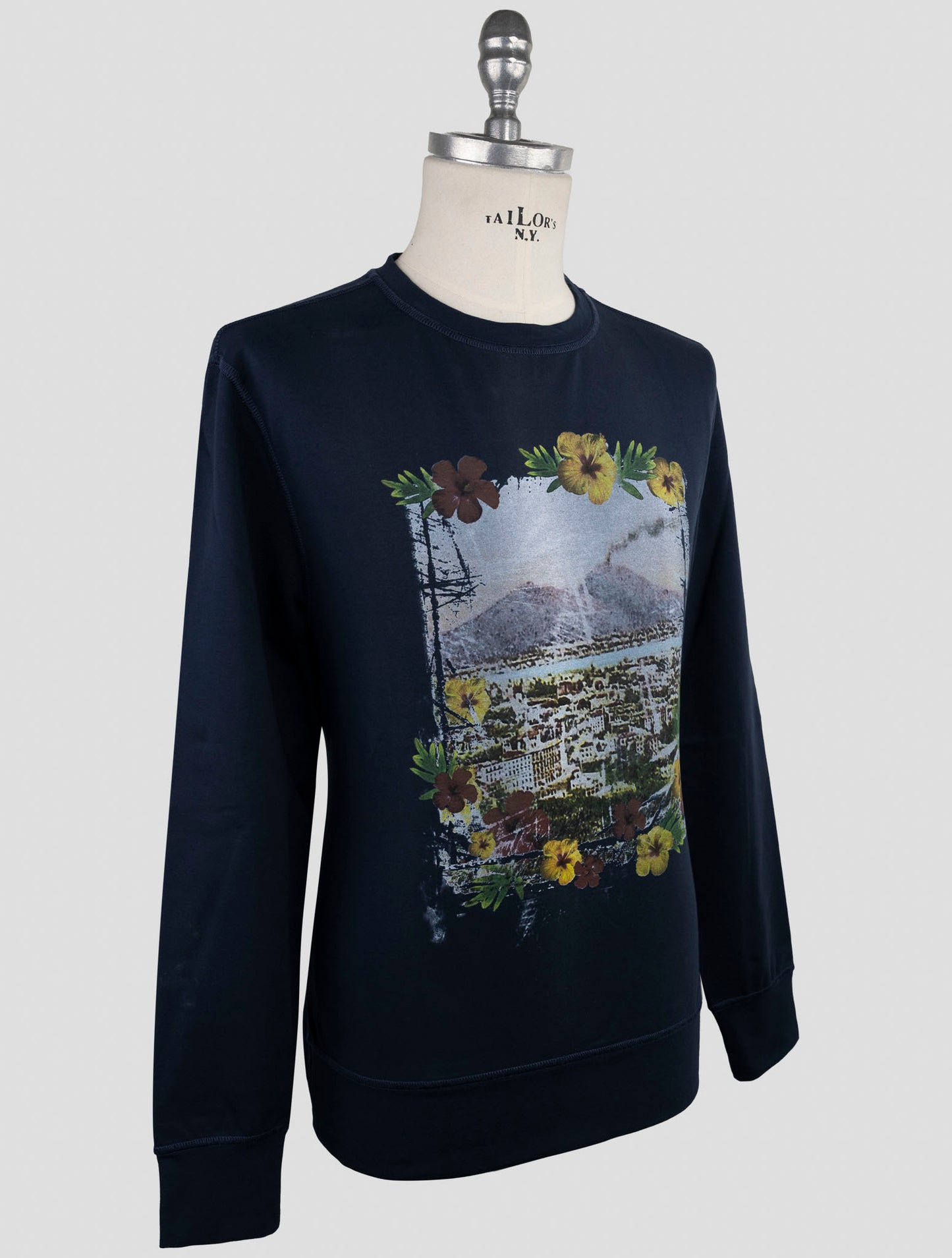 Kiton Blue Cotton Ea Sweater Crewneck
