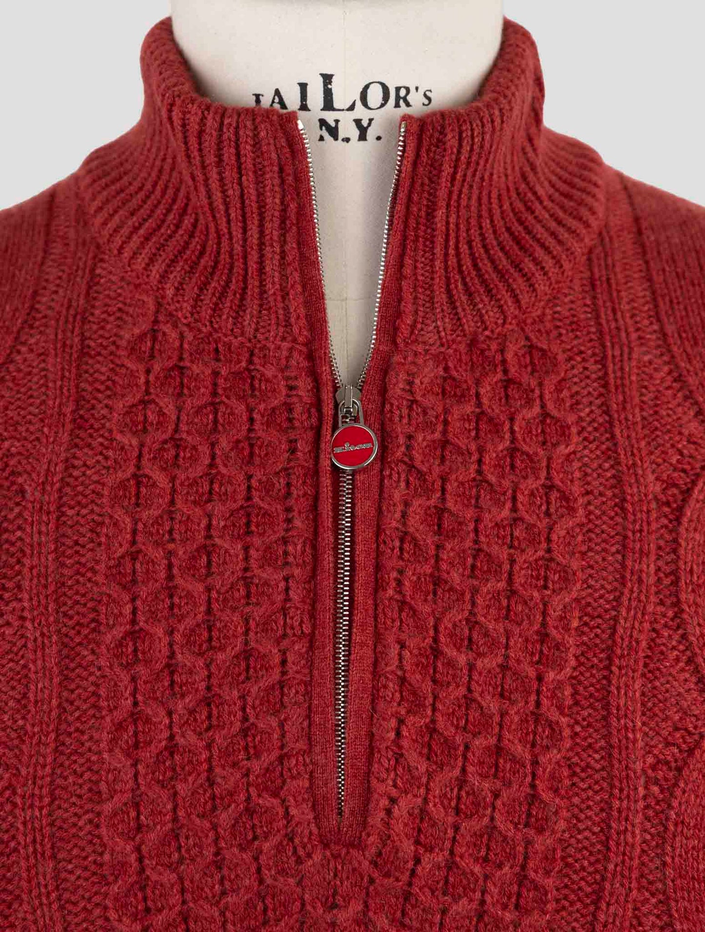 Kiton Red Cashmere Sweater Half Zip