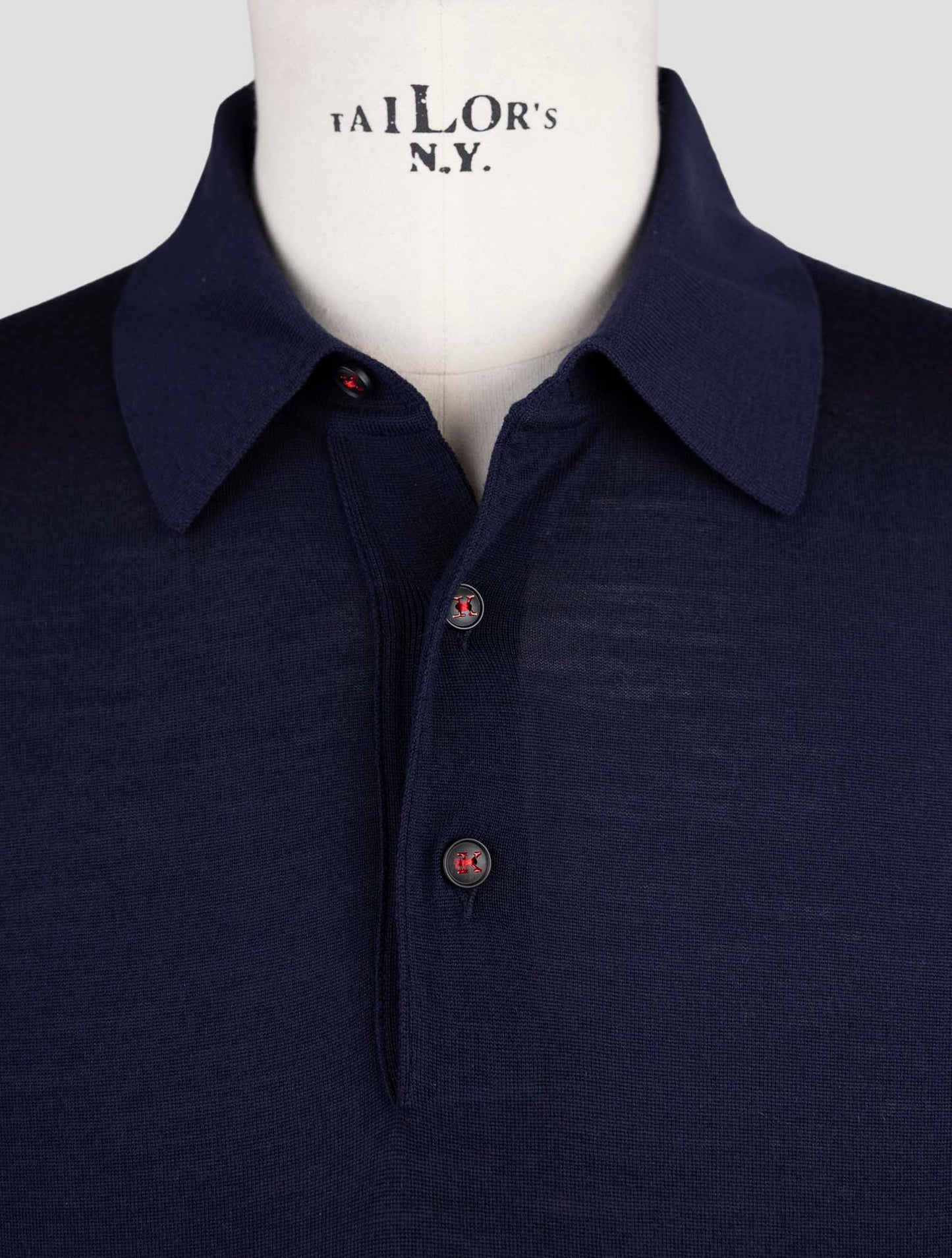 Kiton Blue Wool Diamante Blu Sweater Polo