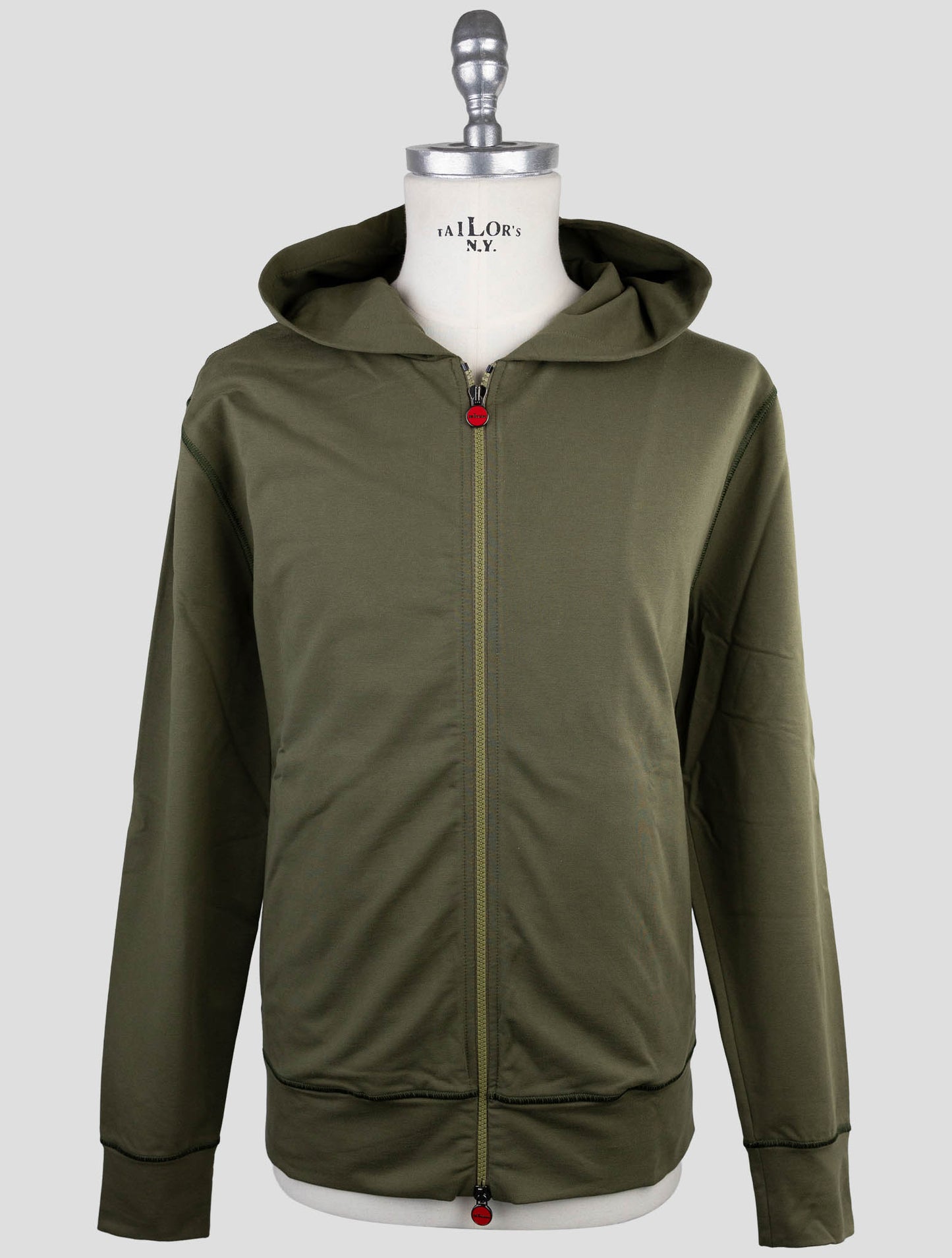Kiton Green Cotton Ea Sweater Full Zip